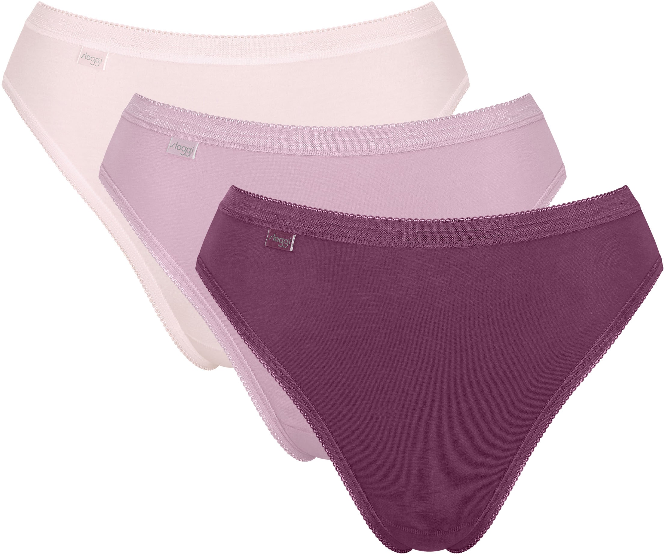 SLOGGI Damen Tai-Slip "Basic+ Tai C3P", Gr. 50, bunt, Single Jersey, Obermaterial: 95% Baumwolle, 5% Elasthan, unifarben, Unterhosen, perfekter Sitz
