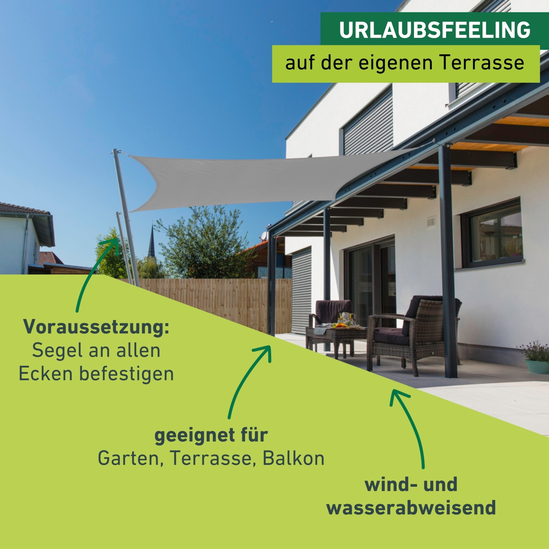Windhager Sonnensegel »Cannes, Quadrat Segel zur Beschattung von Garten, Terrasse, Balkon« Sonnenschutz 4 x 4 m, erhältlich in anthrazit, grau, taupe oder weiß