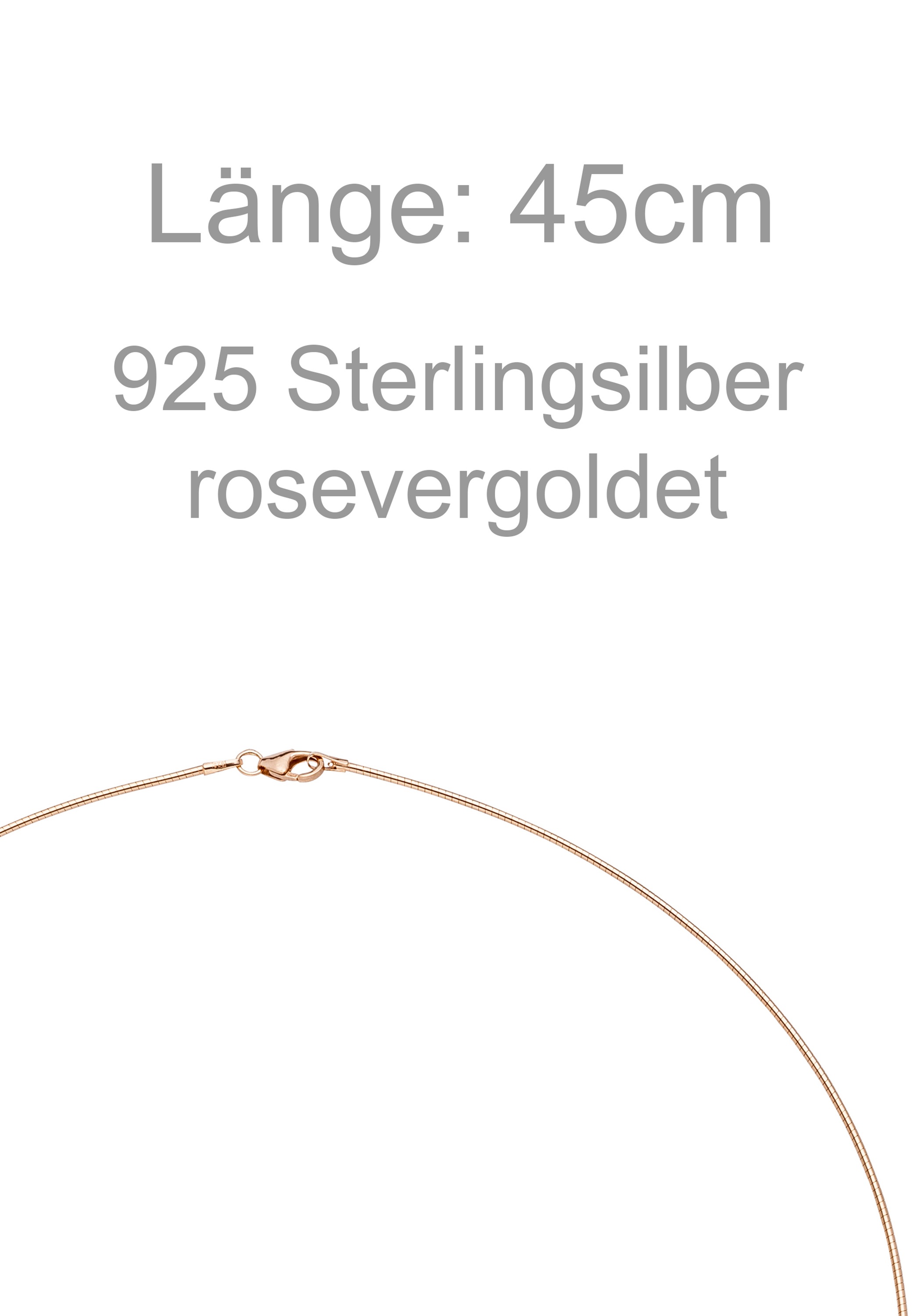 JOBO Halsreif 925 Silber roségold vergoldet 45 cm 1,1 mm