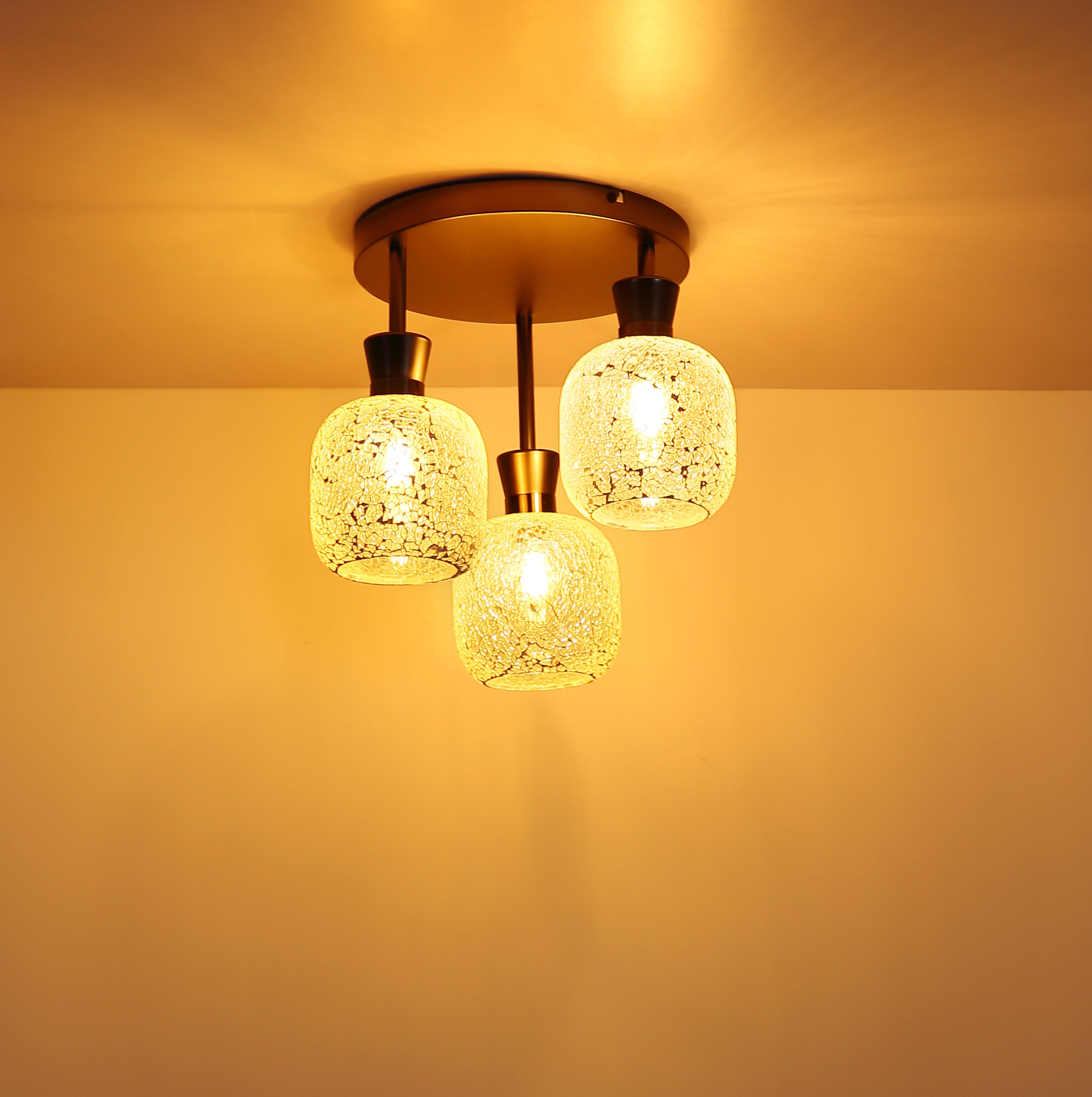 GLOBO LIGHTING Deckenleuchte »BROKANA« E14 1 Stk. Schwarz-chrome Deckenleuchte mit Glas Mosaik, ø 330mm, E14 3x40W
