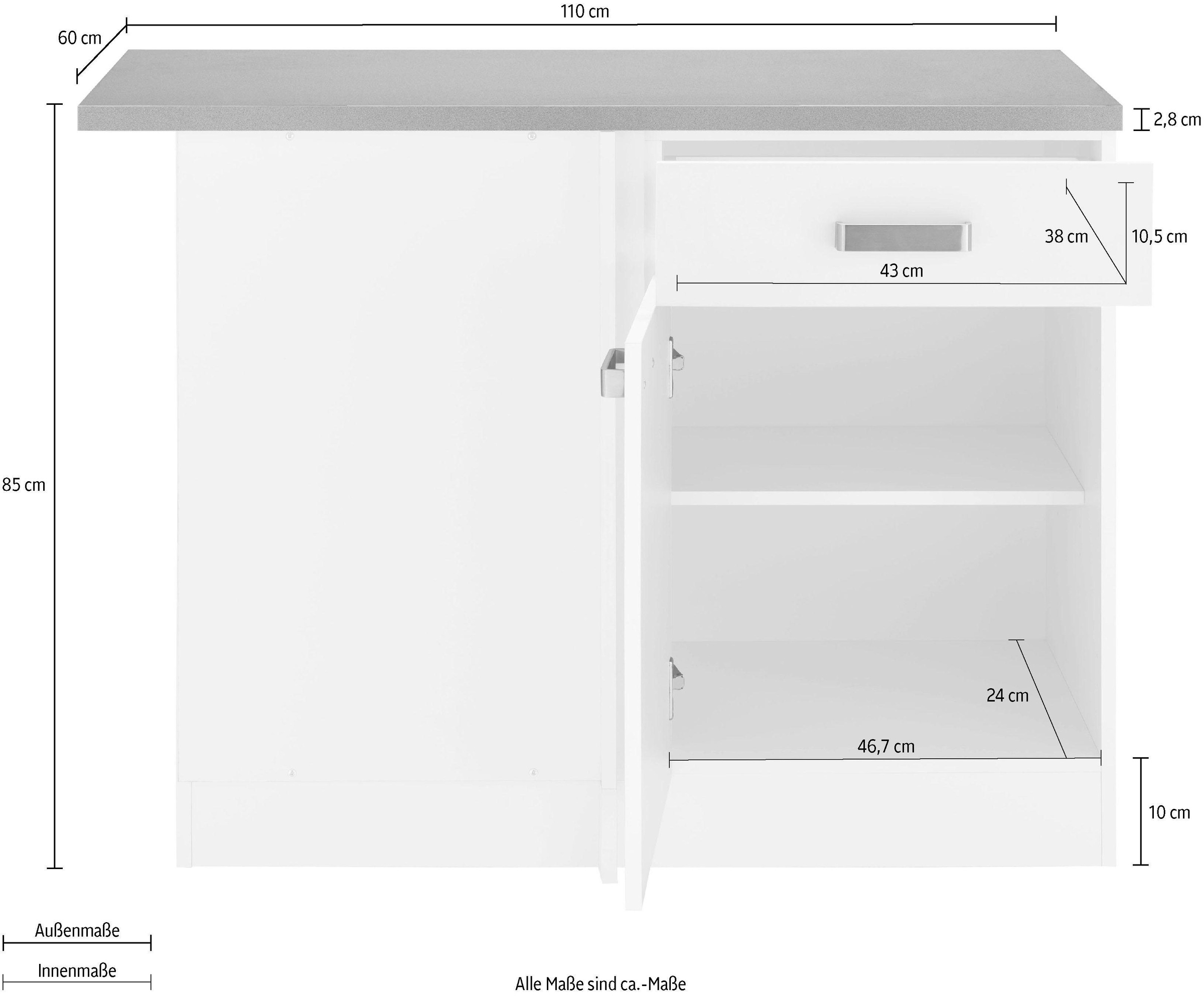 wiho Küchen Eckunterschrank »Husum«, 110 cm breit