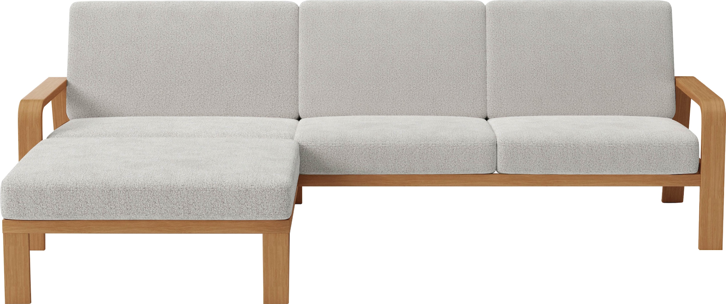 sit&more Ecksofa »Kolding L-Form«, Armlehnen aus eichefarbigem Buchenholz, verschiedene Bezüge und Farben