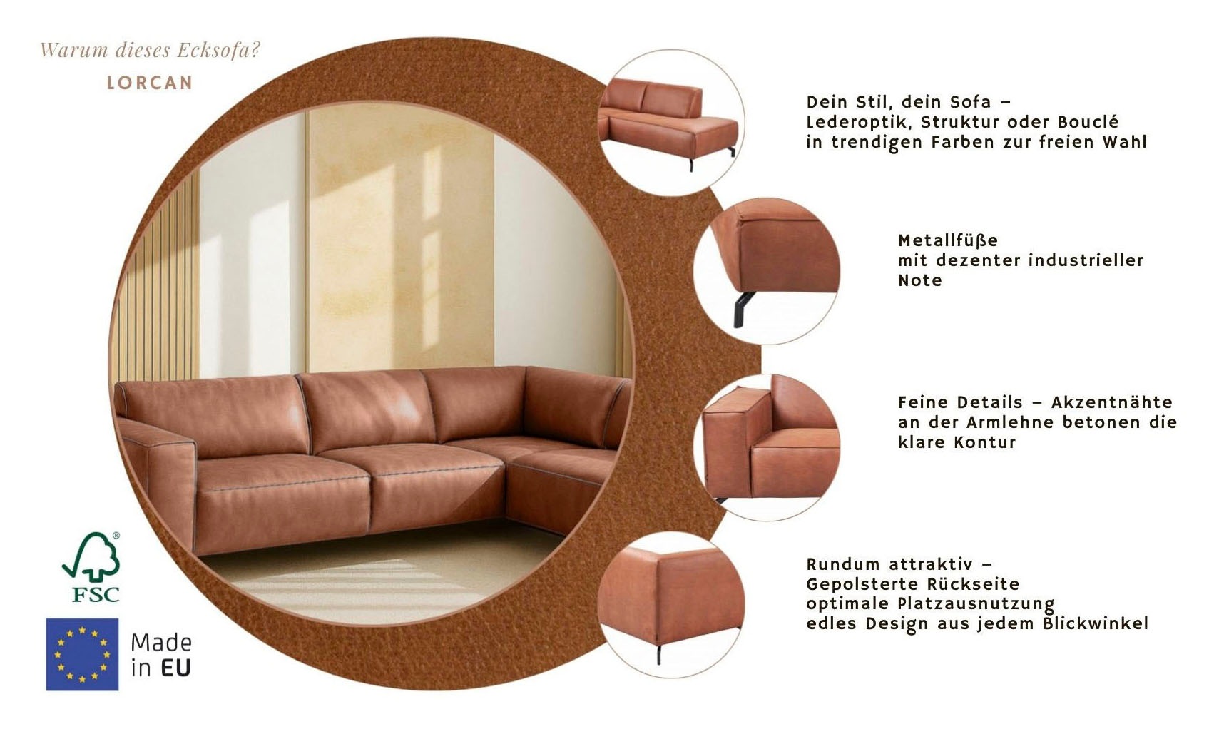 Home affaire LORCAN Corner Sofa Brown 5