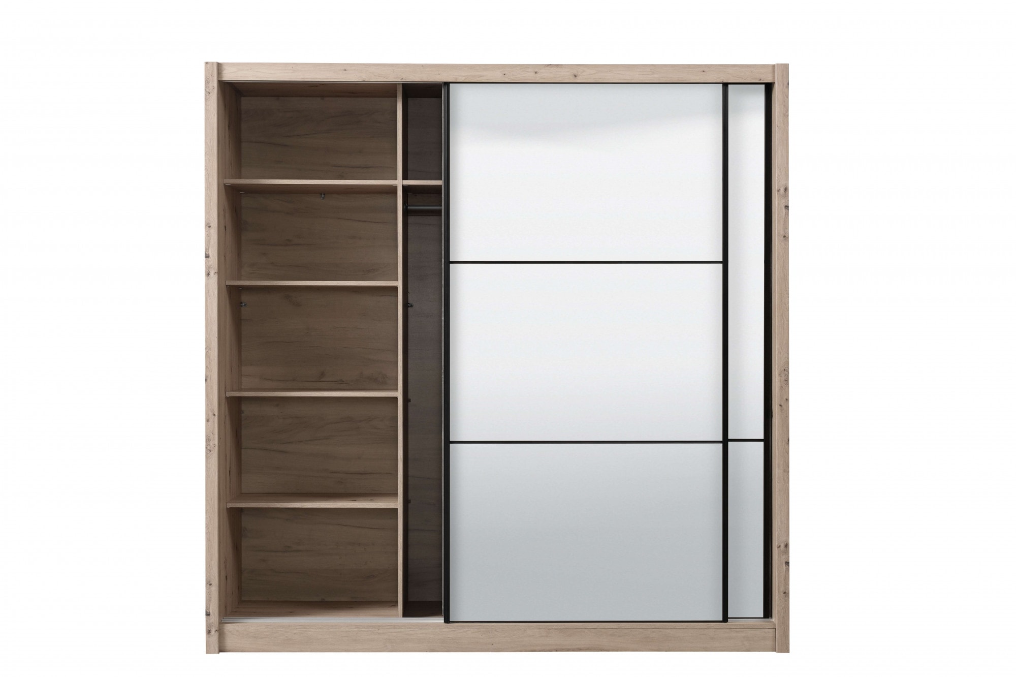 INOSIGN Schwebetürenschrank »Navara Kleiderschrank mit Spiegel Wäscheschrank«, mit kompletter Spiegelfront, FSC®-zertifiziert, 213,5x215,5x61cm