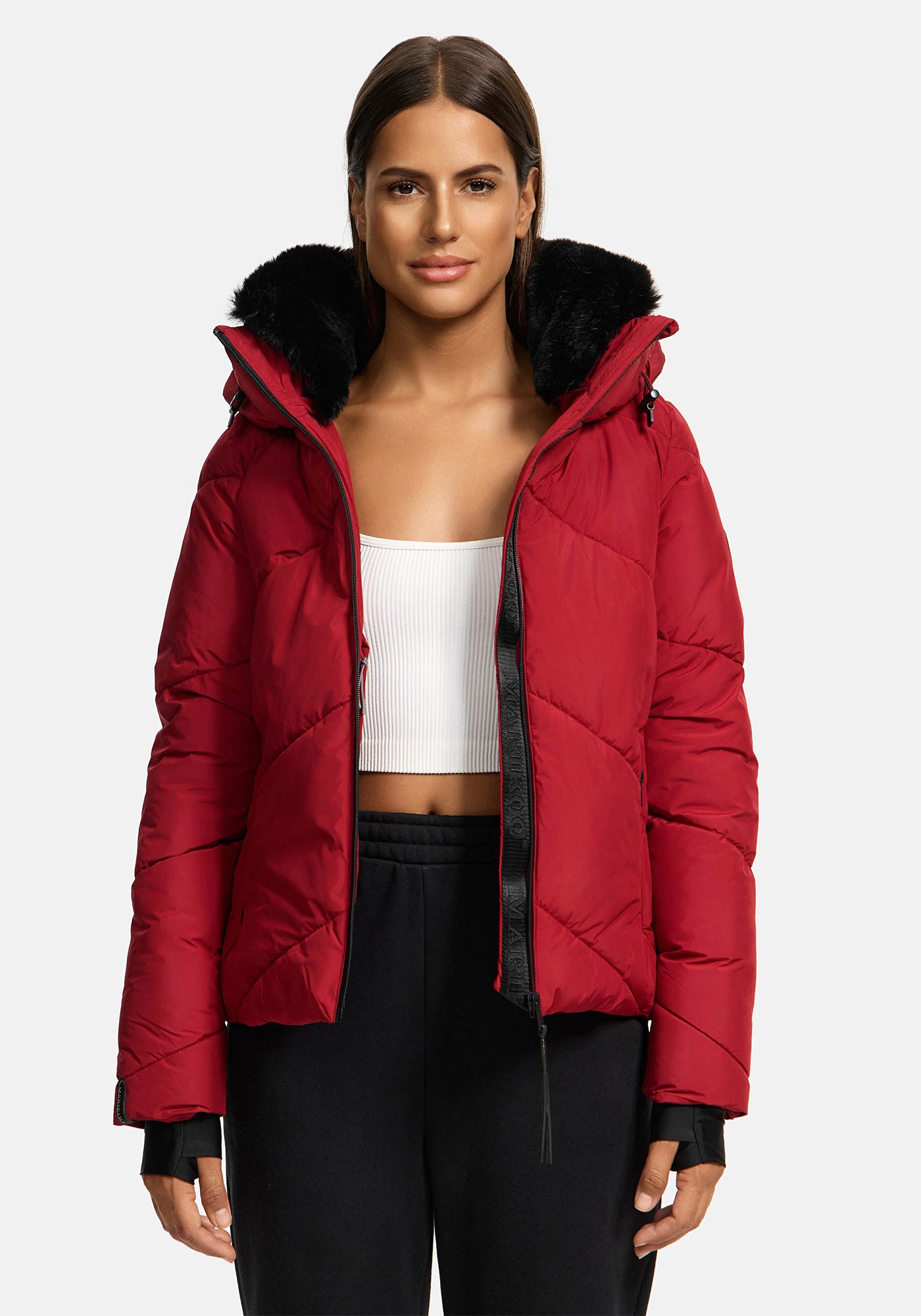 Marikoo Winterjacke »Simaraa«, mit abnehmbarem Kunstfellkragen