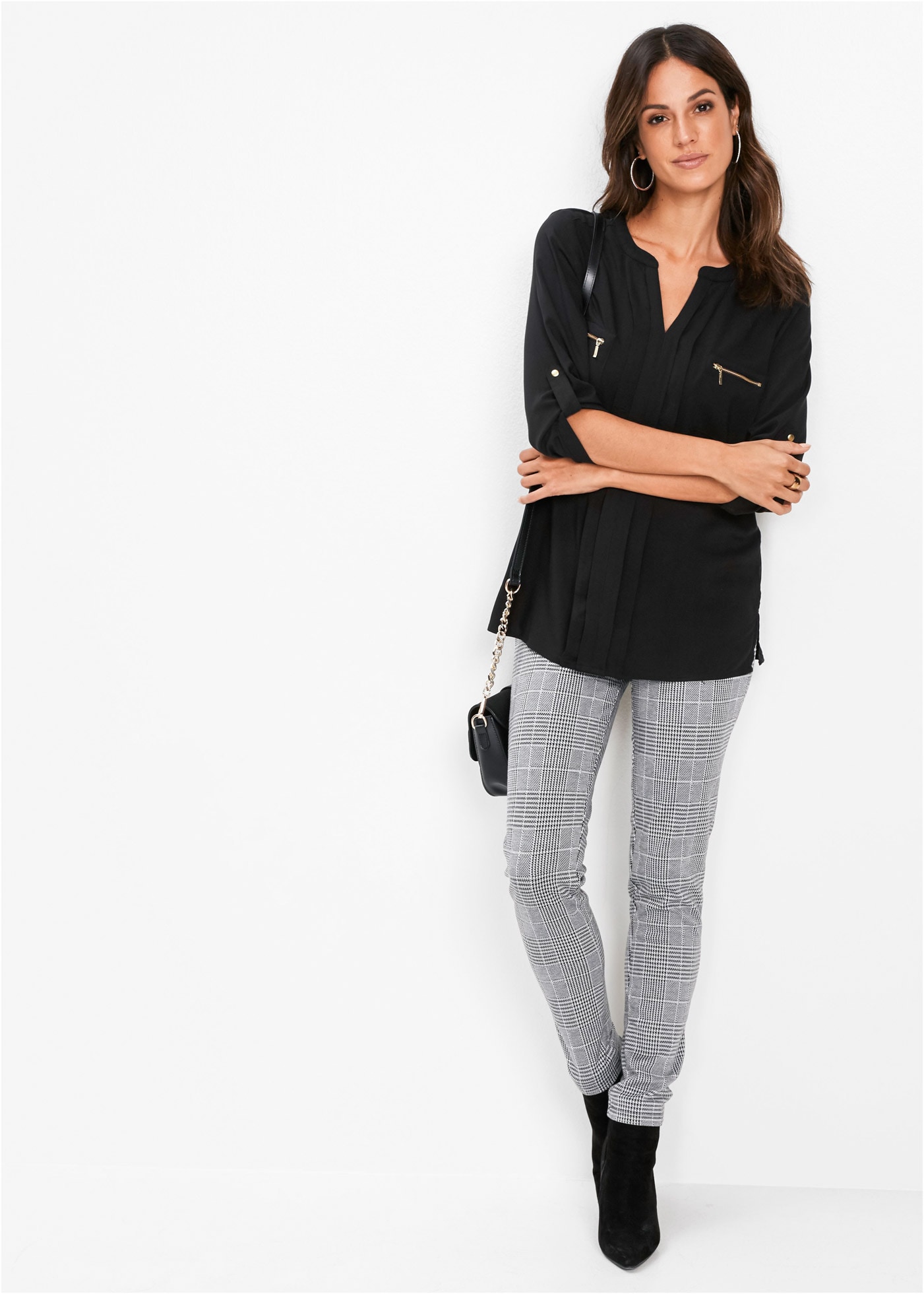 bonprix Tunika figurumspielende Passform, mit langem Arm, mit eingelegten Falten