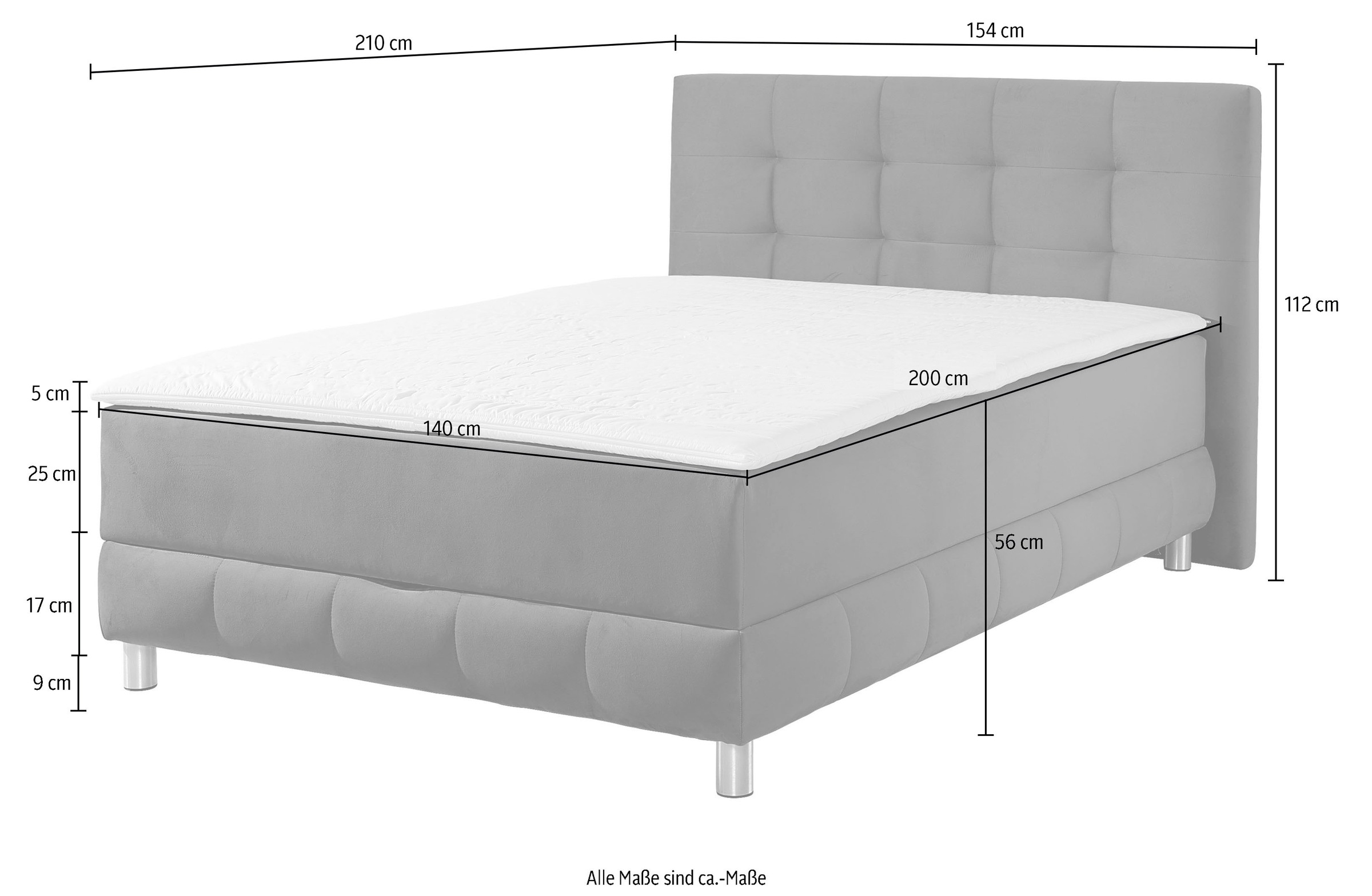 INOSIGN Boxbett Vaasa, mit Bettkasten & Topper, in 4 Breiten, Überlänge 220 cm