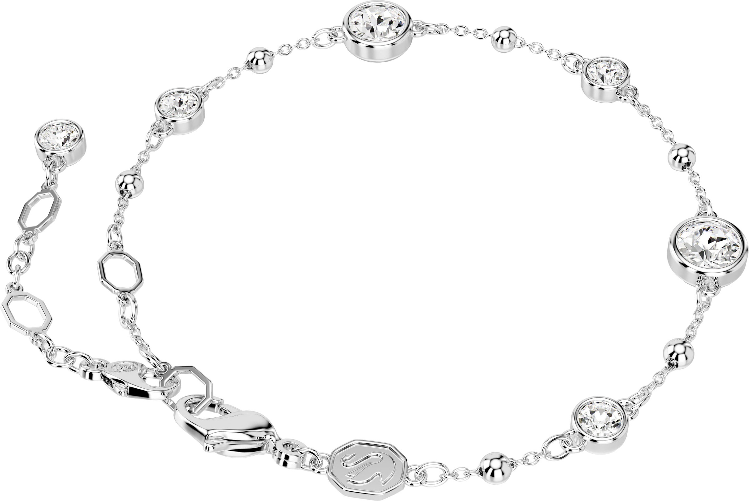 Armkette SWAROVSKI "Schmuck Geschenk Imber Armband" Gr. M, silber (metallfarben, kristallweiß, kristallweiß), Armbänder, Damen, M, Metall, Armkette, mit Swarovski Kristall 4