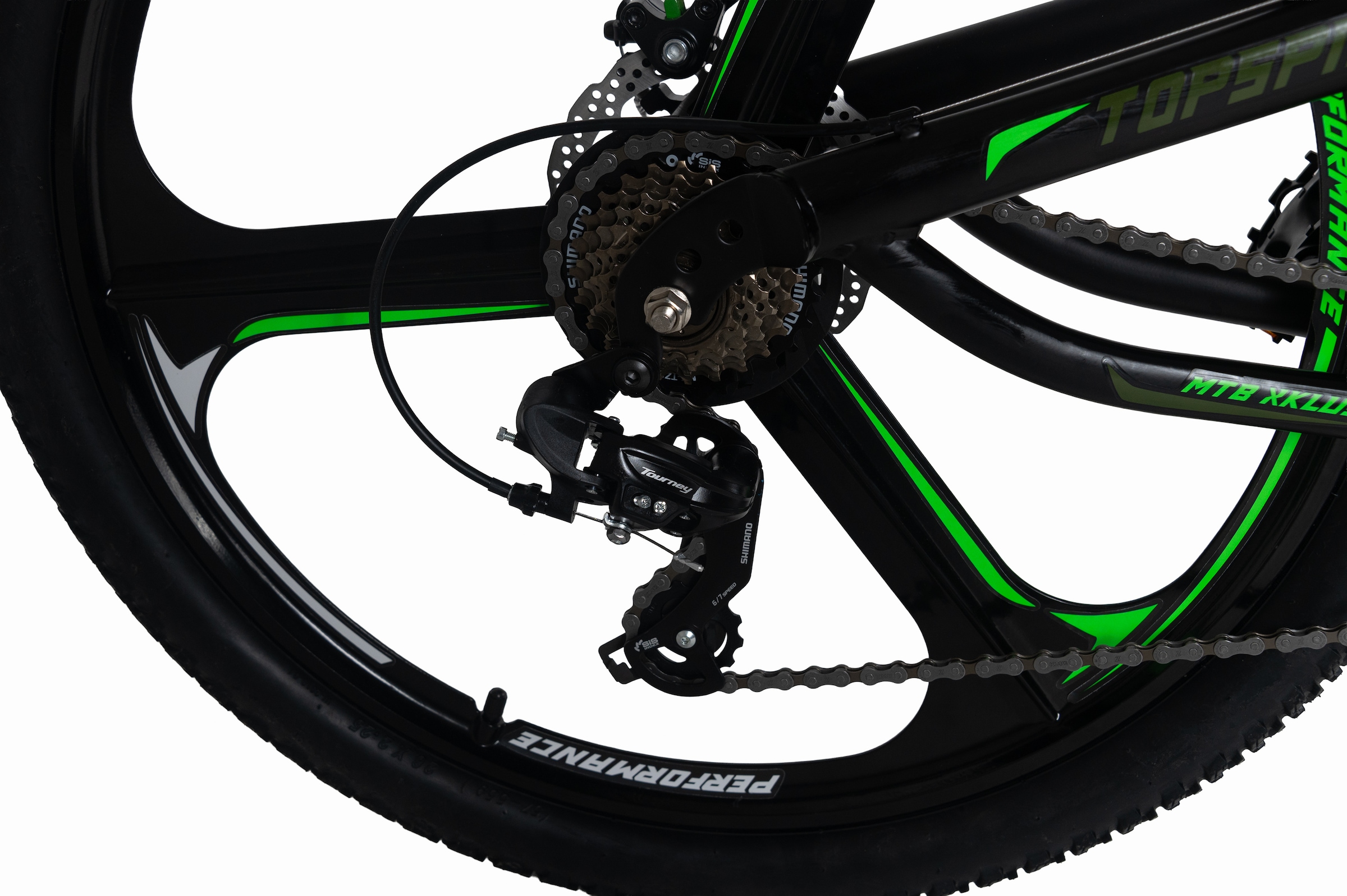 WYLD Mountainbike »WYLD Mountainbike Fully 26'' Topspin schwarz-grün« 21 Gang Shimano Tourney Schaltwerk Kettenschaltung