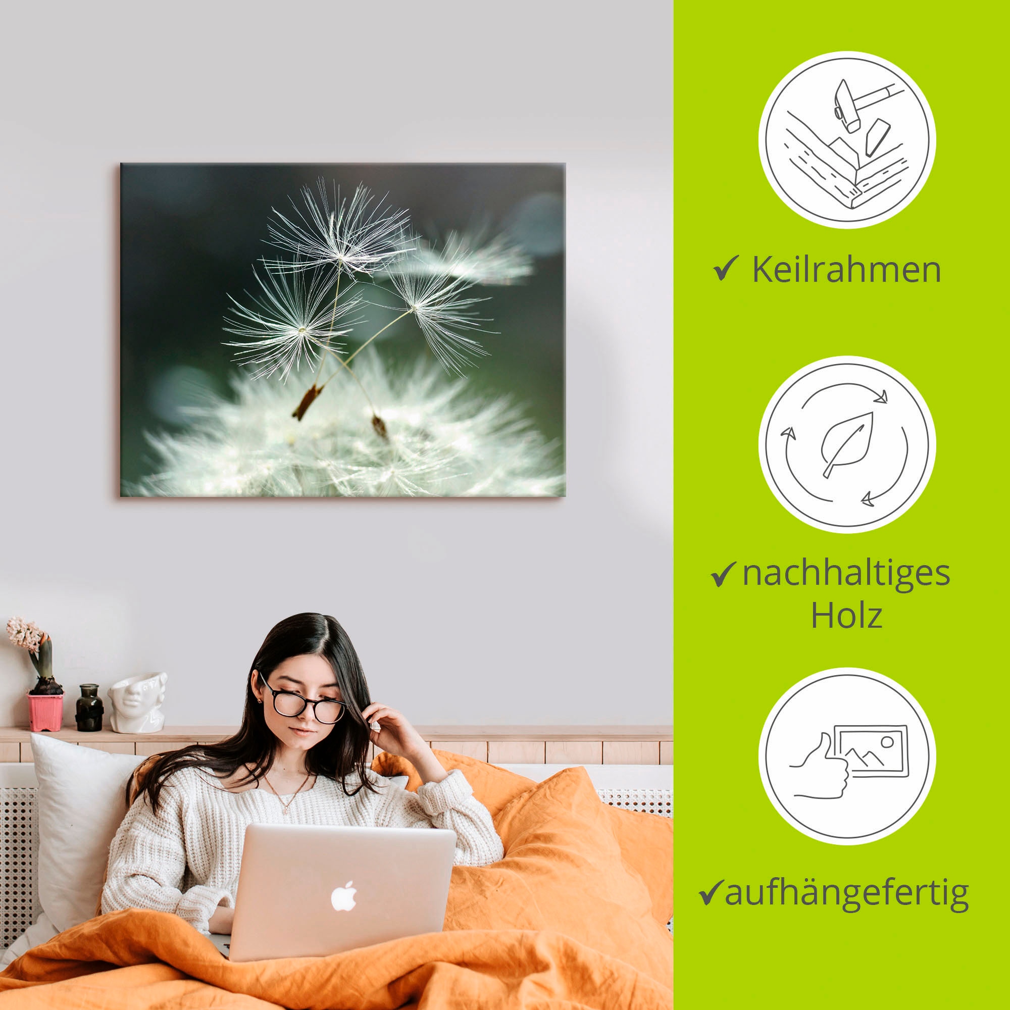 Artland Wandbild »Pusteblume Facility«, Blumen, (1 St.), als Alubild, Outdoorbild, Leinwandbild, Poster, Wandaufkleber