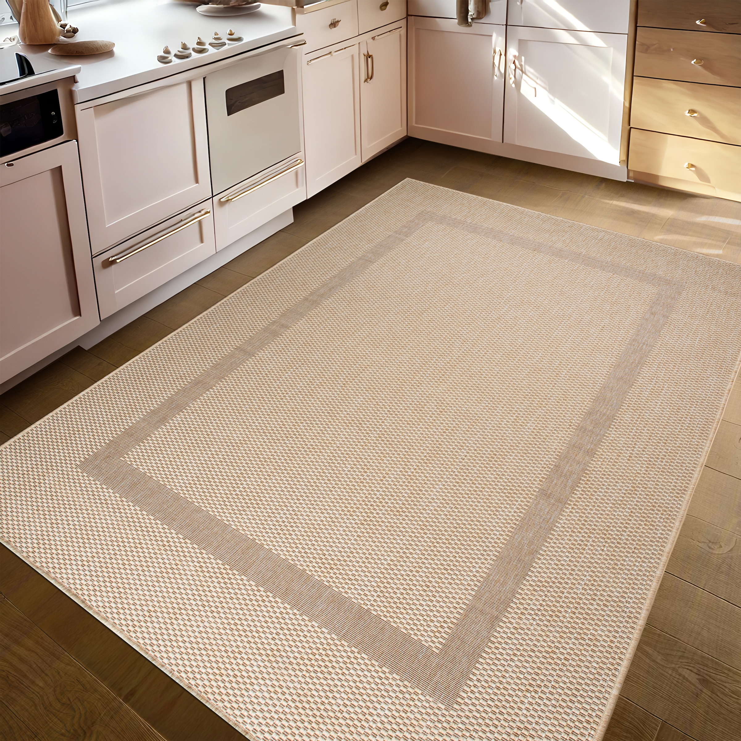 my home Teppich »Venedig Bordüre auch als Läufer erhältlich«, rechteckig, 3 mm Höhe, In- und Outdoor geeignet, Sisal-Optik, Wetterfest & UV-beständig
