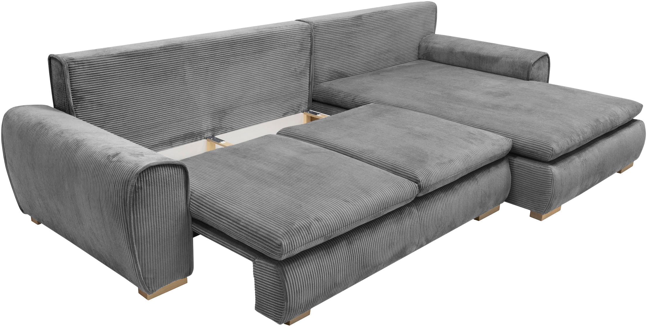 Home affaire Ecksofa »Katja L-Form«, Cord Bezug, inkl. Schlaffunktion und Stauraum