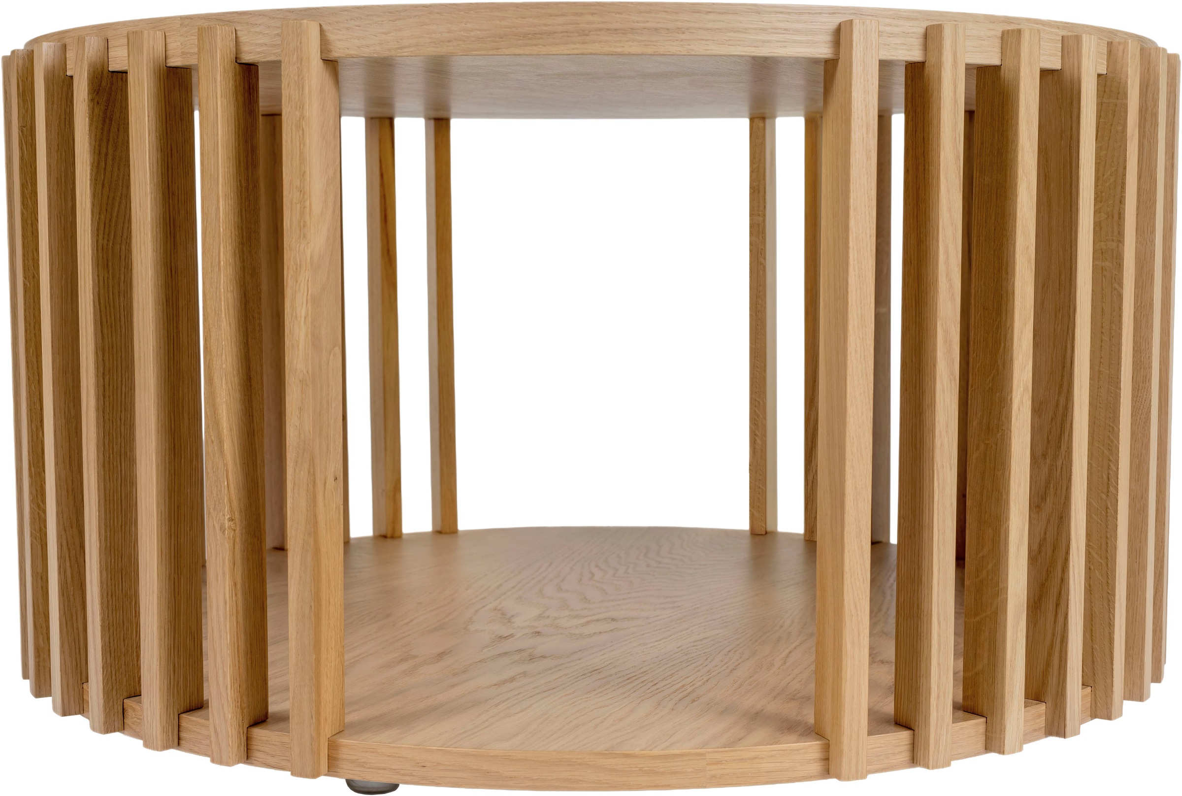 Woodman Couchtisch »Drum, Breite/Tiefe/Höhe: 83/83/42 cm«, Holzfurnier aus Eiche, Sproßen aus massiver Eiche