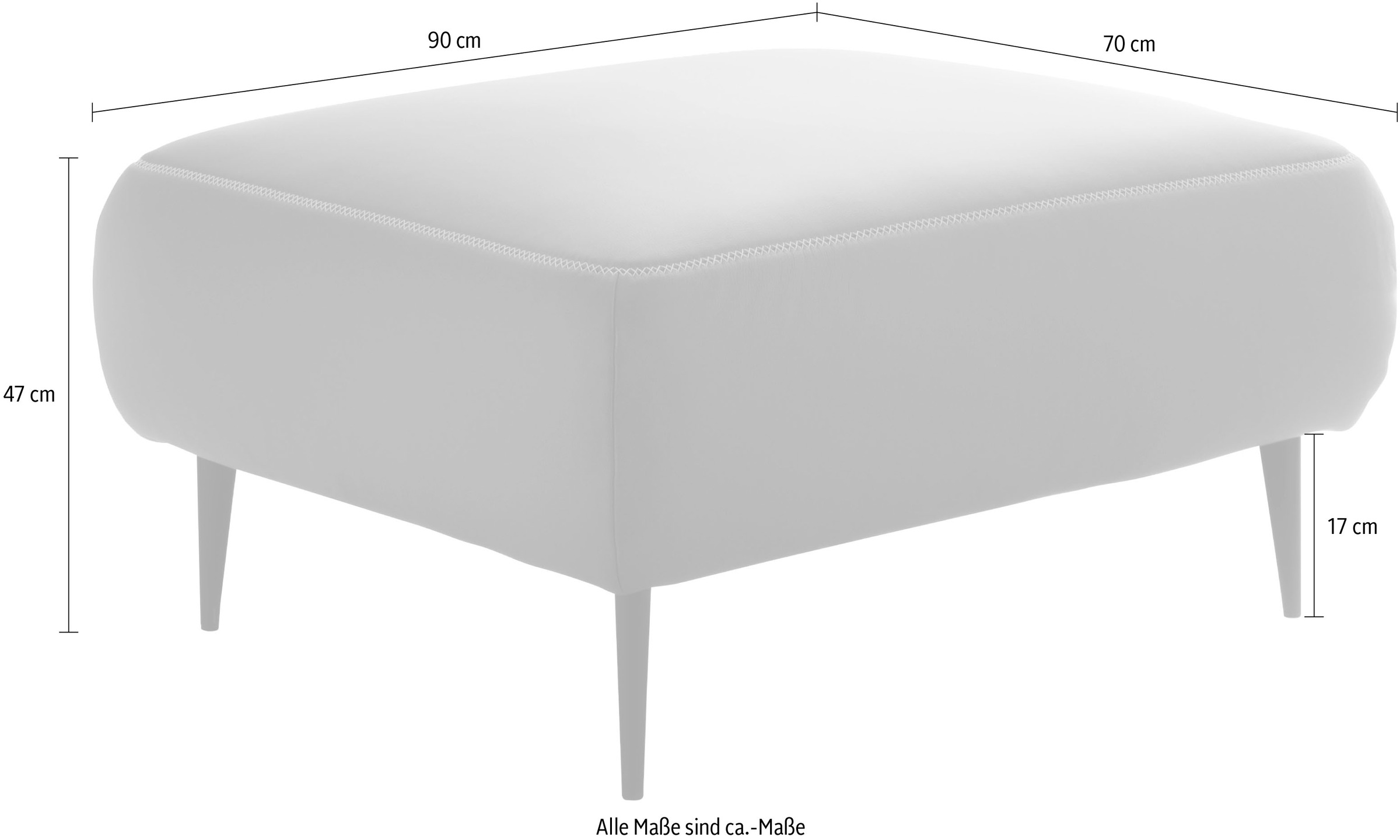 Hocker DESIGNWERK "Forma, zeitloser Desighocker mit aktuellem Fuß", grau (dunkelgrau), B:90cm H:47cm T:70cm, Flachgewebe 100% Polyester;Struktur 98% Polyester, 2% Acryl, Hocker, Polsterhocker, in hochwertiger Verarbeitung & tollem Sitzkomfort 2