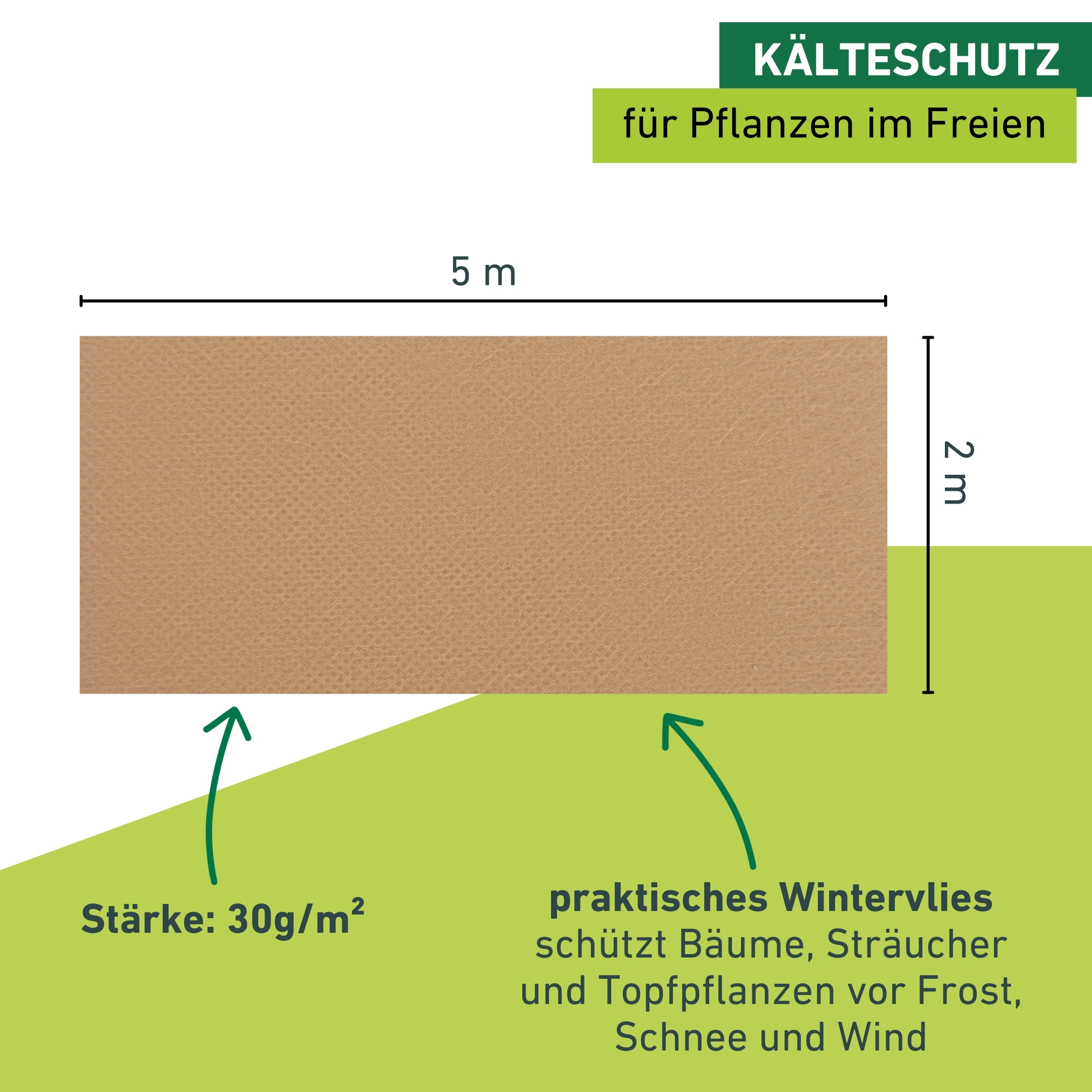 Windhager Winterschutzvlies »Protect, Gartenvlies zum Abdecken von Pflanzen« 1 Stk. tlg. Frostschutzvlies atmungsaktiv, 5 x 2 m, 30 g/m²