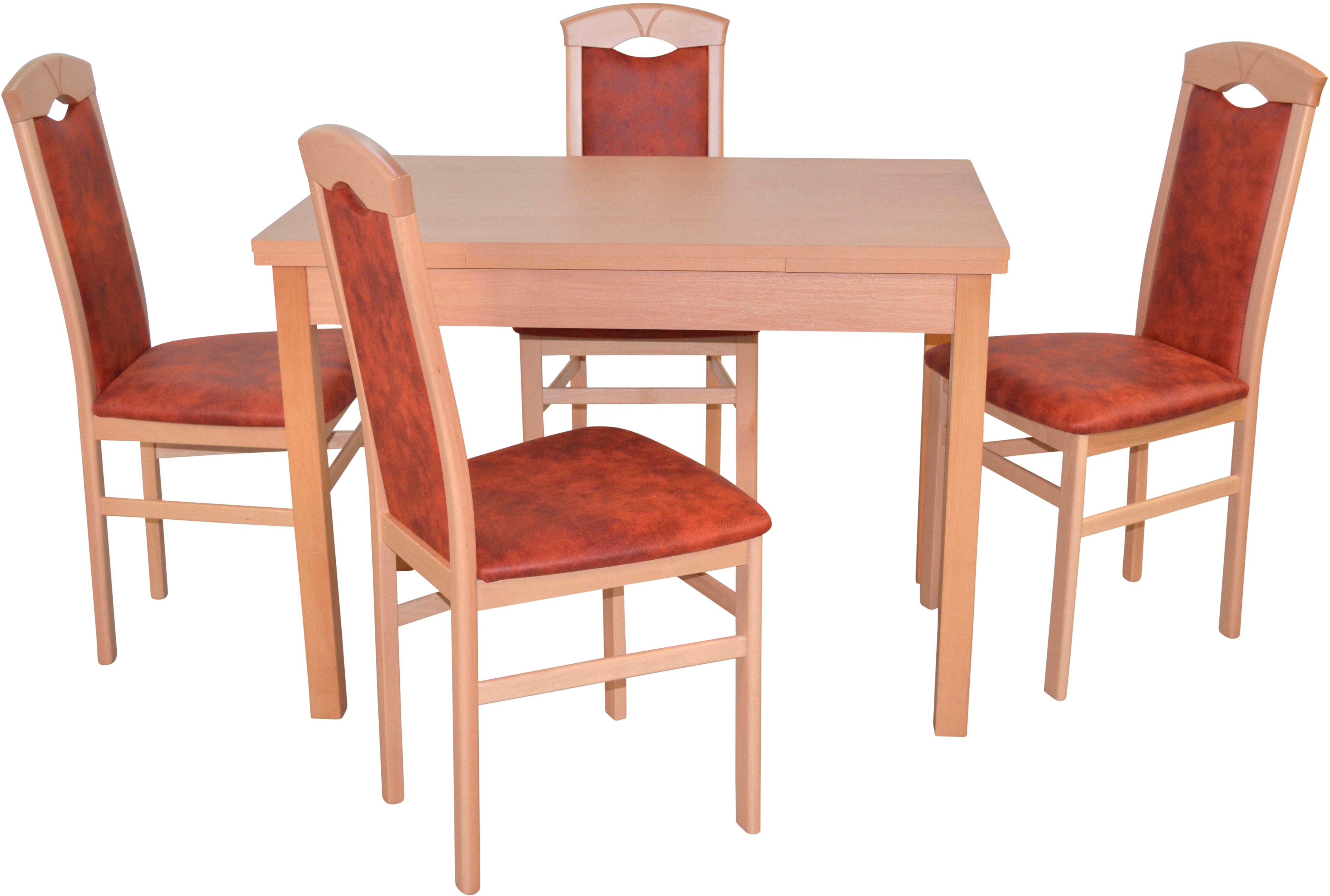 Essgruppe, B:44cm H:94cm T:48cm, braun, HOFMANN LIVING AND MORE, FSC-zertifiziertes teilmassives Holz, Sitzmöbel-Sets, "5tlg. Tischgruppe", Stühle