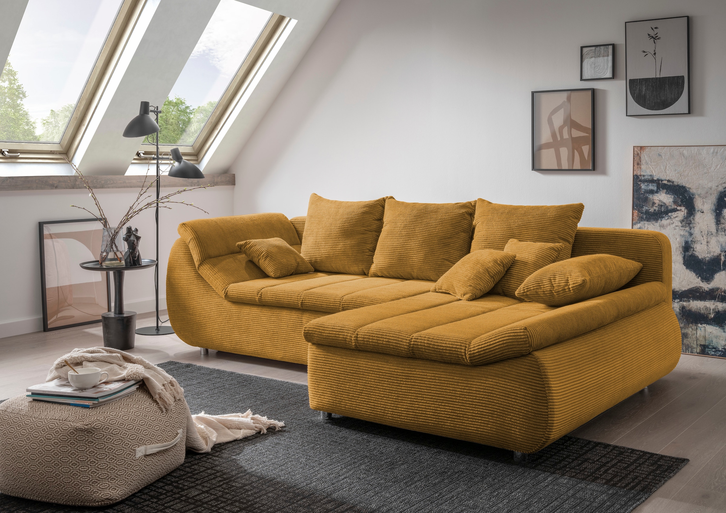 Home affaire Ecksofa "Imola, bequem, aktuelle Steppung im Sitz, L-Form, Breite 270cm" wahlweise mit Bettfunktion