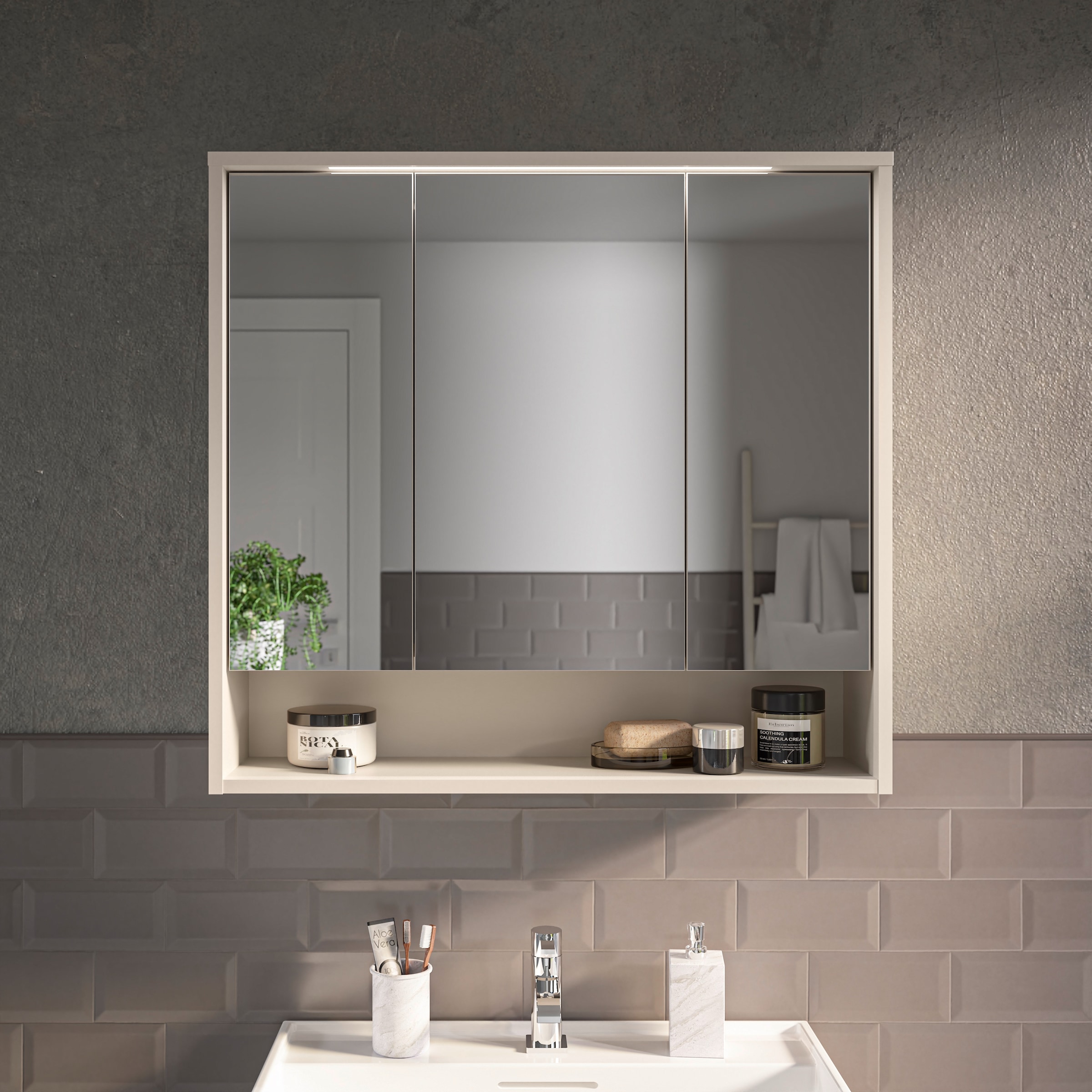 BASIC by Balculina Spiegelschrank »Lucera BxHxT 80x75x20 cm« 1 Stk. tlg. Breite 80cm, LED-Beleuchtung kaltweiß