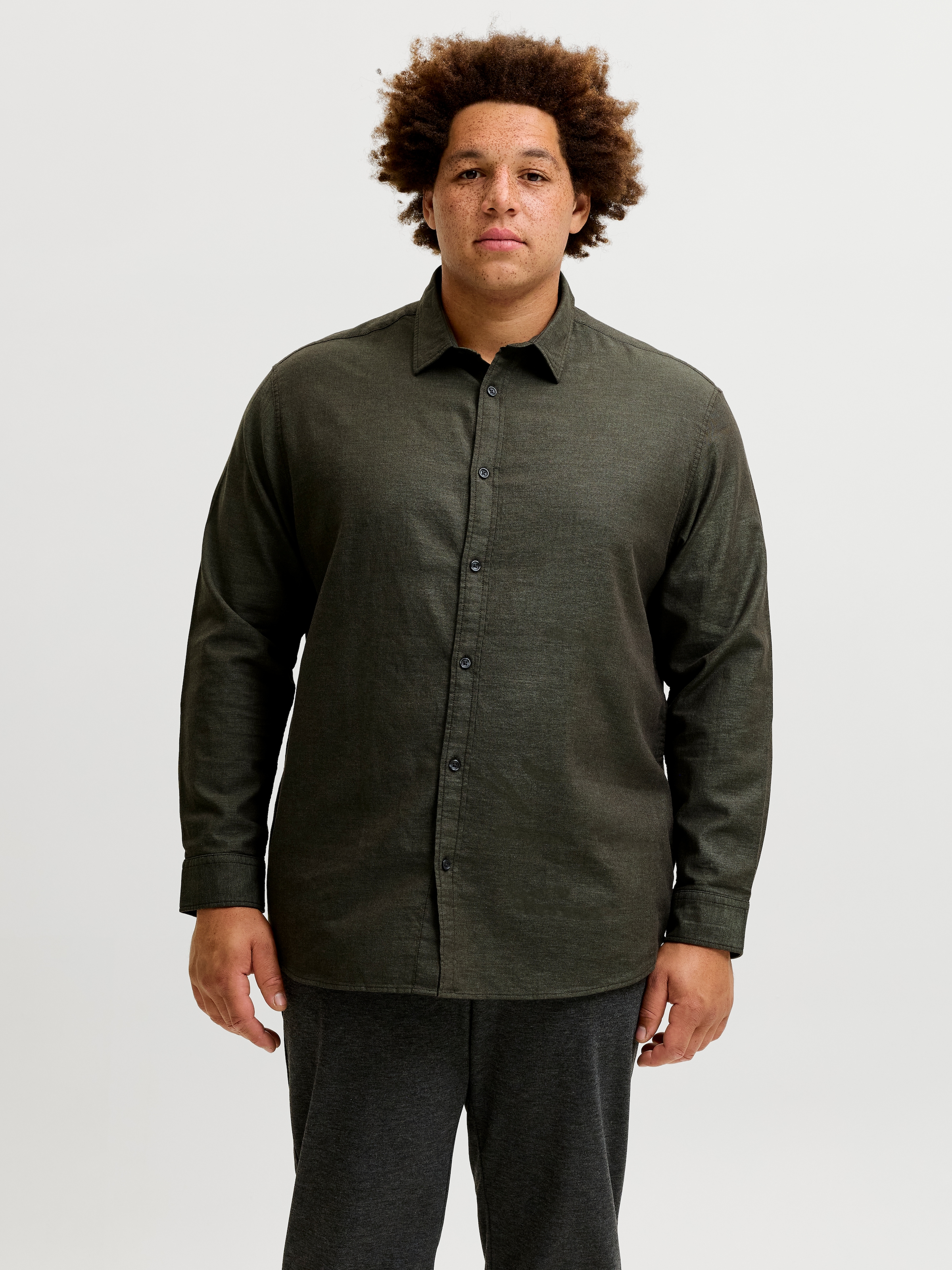 Jack & Jones PlusSize Langarmhemd »JJEFIELD MELANGE SHIRT LS SN PLS« Baumwolle, regular fit