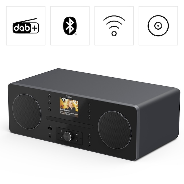 Hama Digitalradio (DAB+) »Digitalradio (Internetradio, Radiowecker, CD-Player,  Bluetooth, App)«, (Bluetooth-WLAN Digitalradio (DAB+)-Internetradio 10 W) |  BAUR