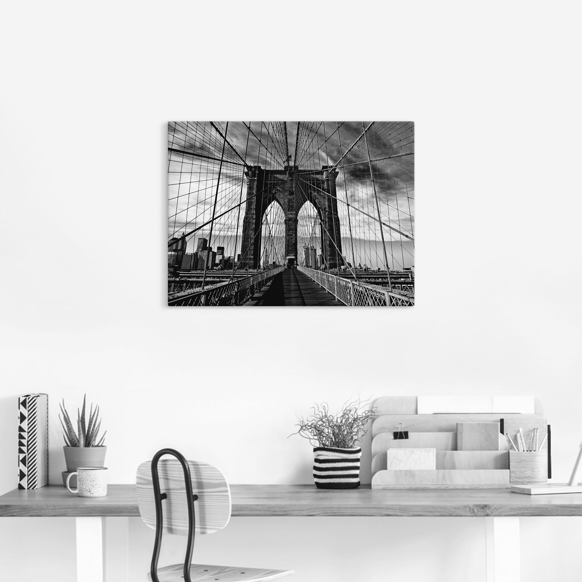 Artland Wandbild "Brooklyn Bridge - schwarz/weiss", Brücken, (1 St.), als A günstig online kaufen