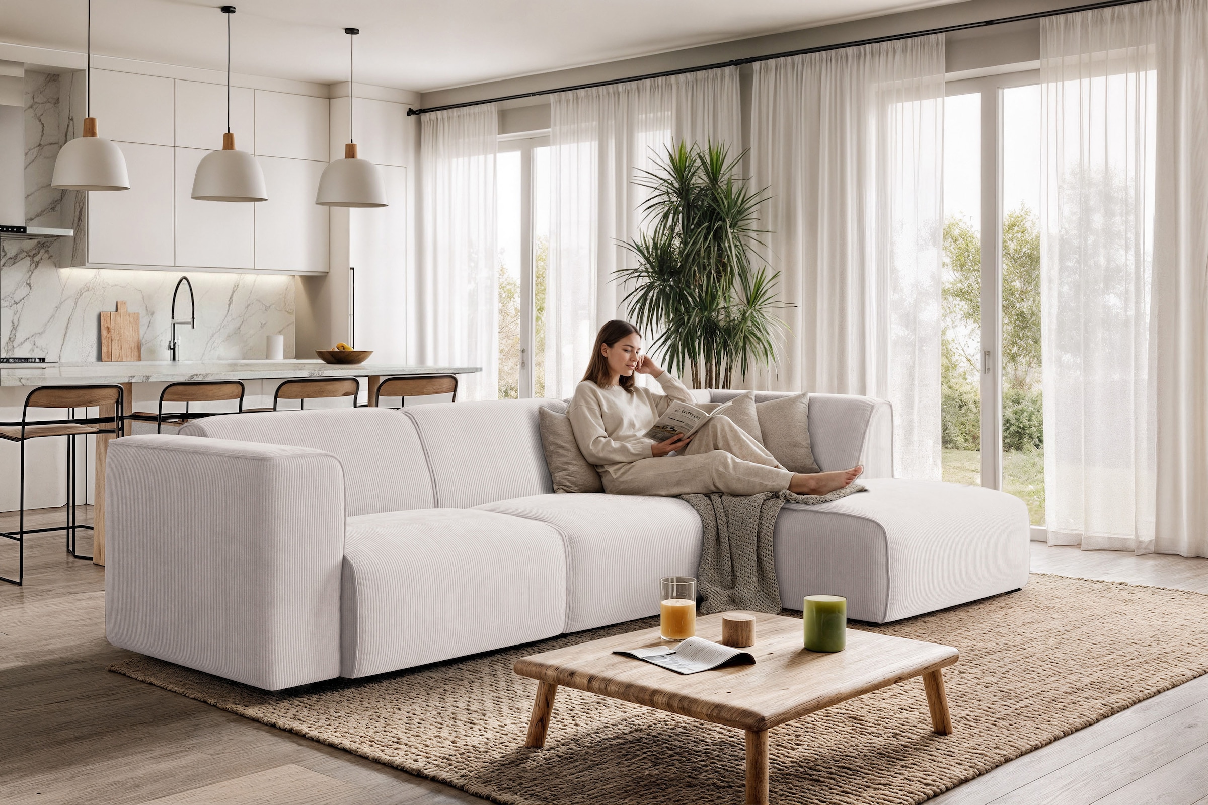 OTTO home Ecksofa "Merid L-Form, B: 295 cm - OTTO. Verlässliche Qualität." jederzeit durch Module erweiterbar