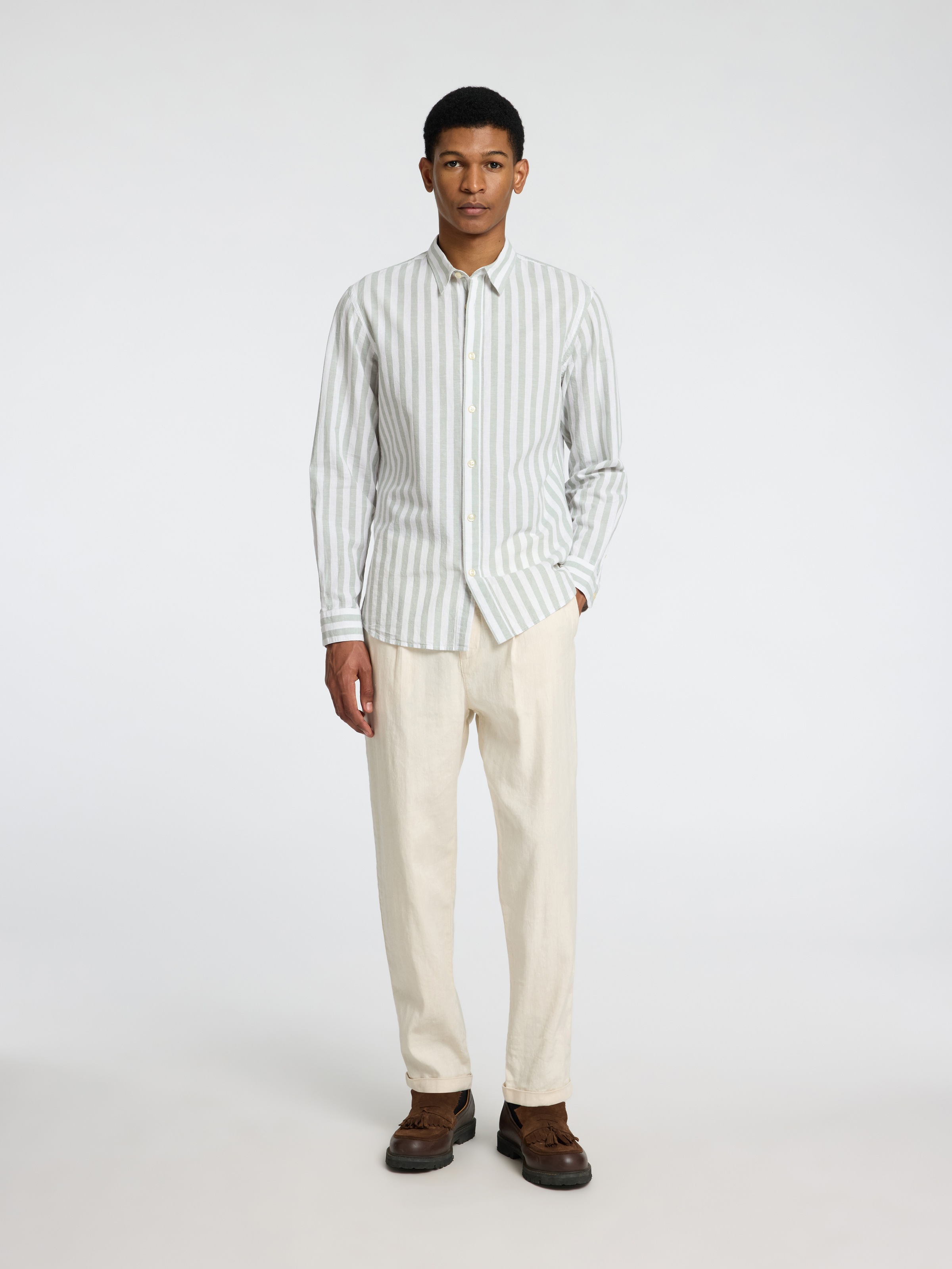 SELECTED HOMME Leinenhemd »SLHSLIMNEW-LINEN SHIRT LS NOOS«, unifarben