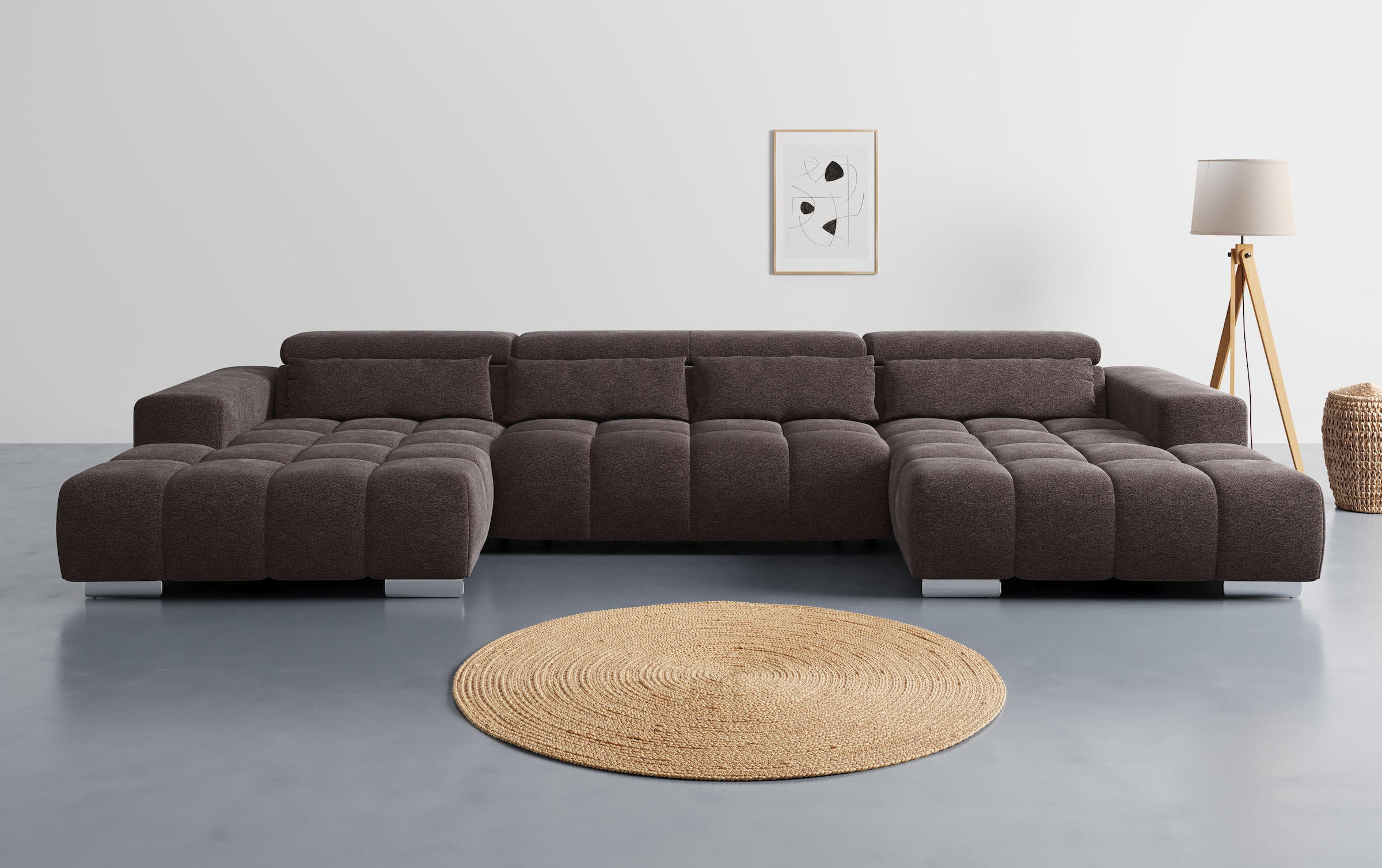 COTTA Wohnlandschaft "Orion U-Form, B: 400 cm" Kopfteilverstellung & 4 Kissen, optional elektr. Sitztiefenverstellung