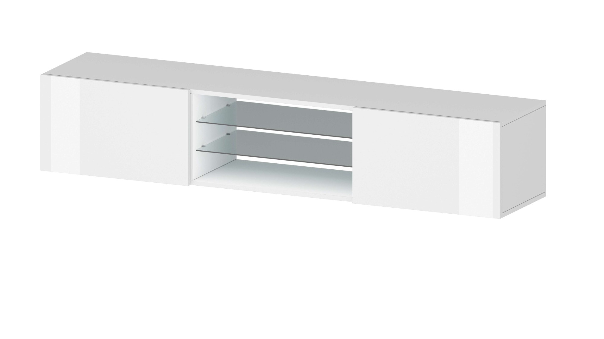 INOSIGN Lowboard »Egypt,Lowboard,TV-Kommode,TV-Möbel,TV-Bank«, mit 2 Klappen, 2 Glasböden,kompl. Hochgl. lackiert (B/T/H)180x38x35 cm