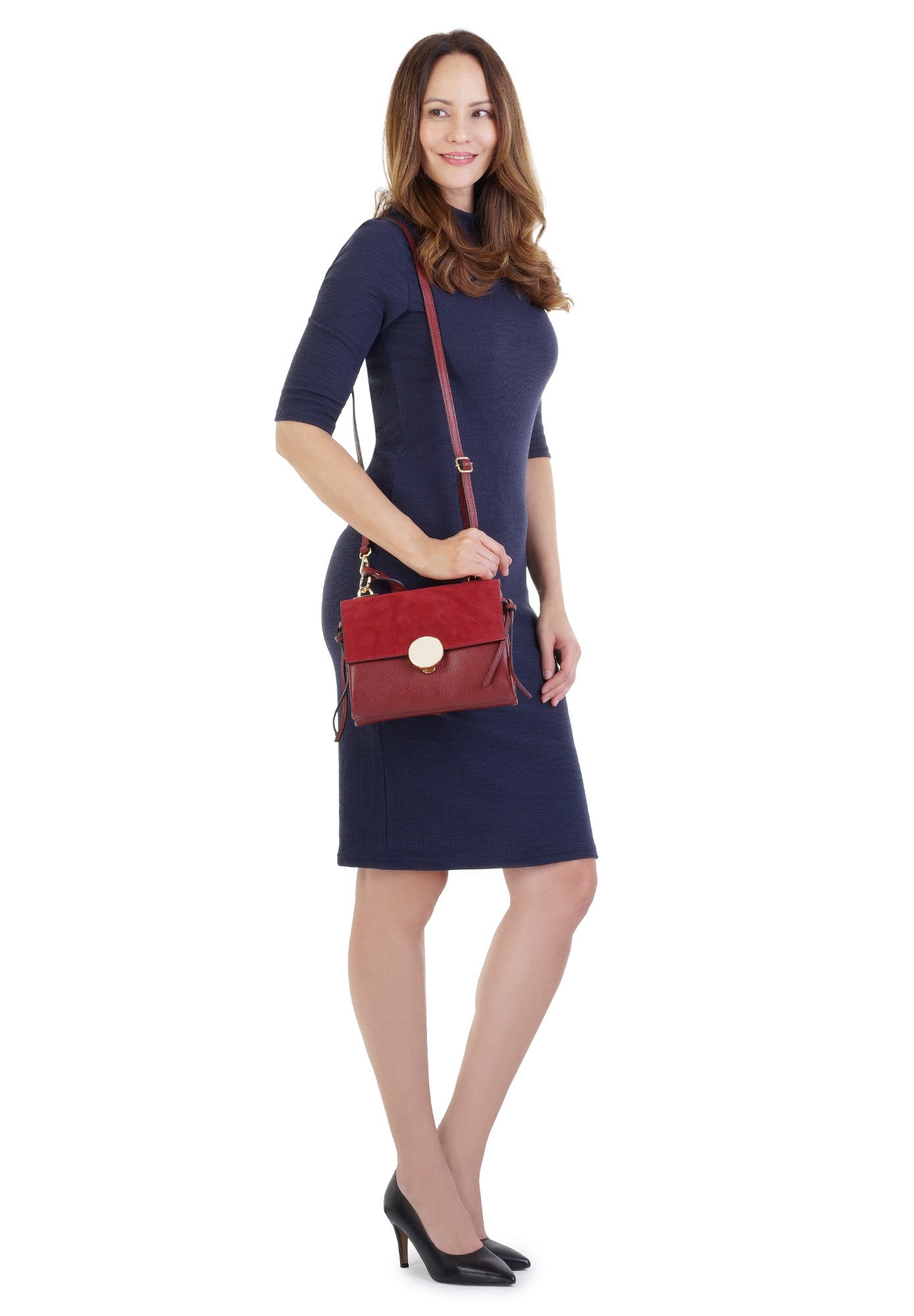 Cluty Umhängetasche, echt Leder, Made in Italy