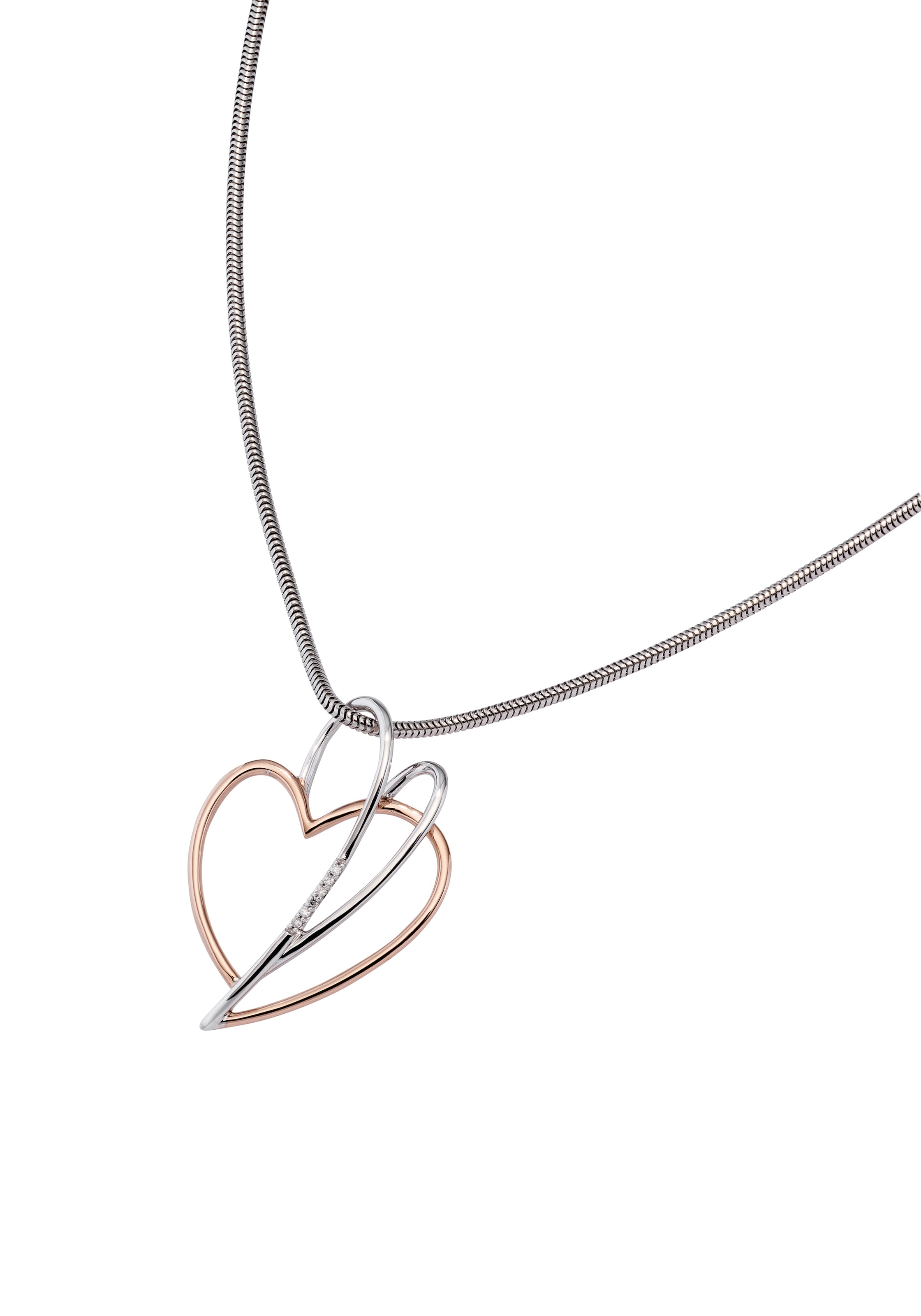 JOBO Herzanhänger »Anhänger Herz 29 mm«  585 Roségold bicolor mit 6 Diamanten
