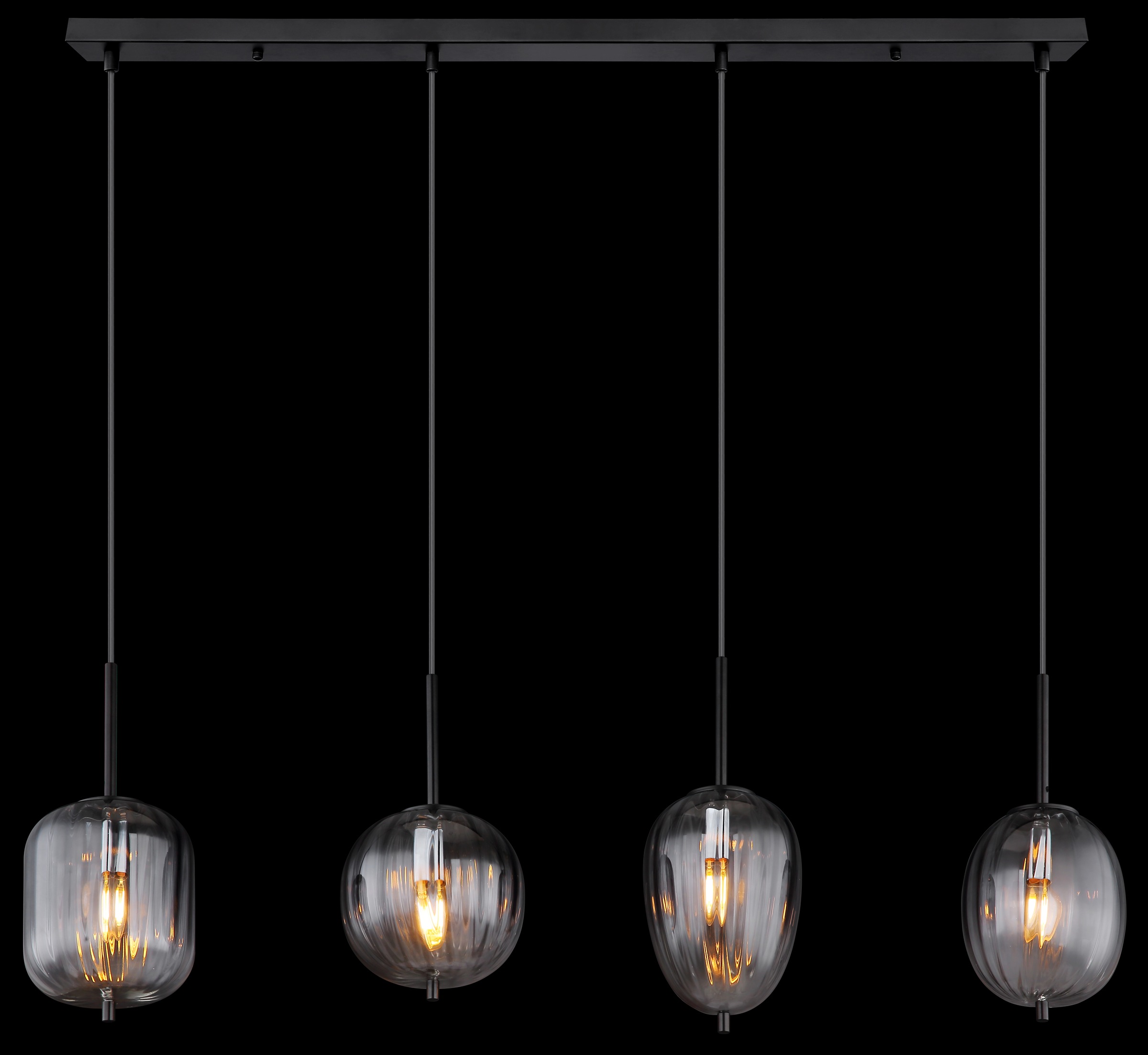 GLOBO LIGHTING Hängeleuchte »ATTILA«, Leuchtmittel E14 | ohne Leuchtmittel, Hängelampe/Pendelleuchte/verschiedene Gläser/Glas rauchfarben