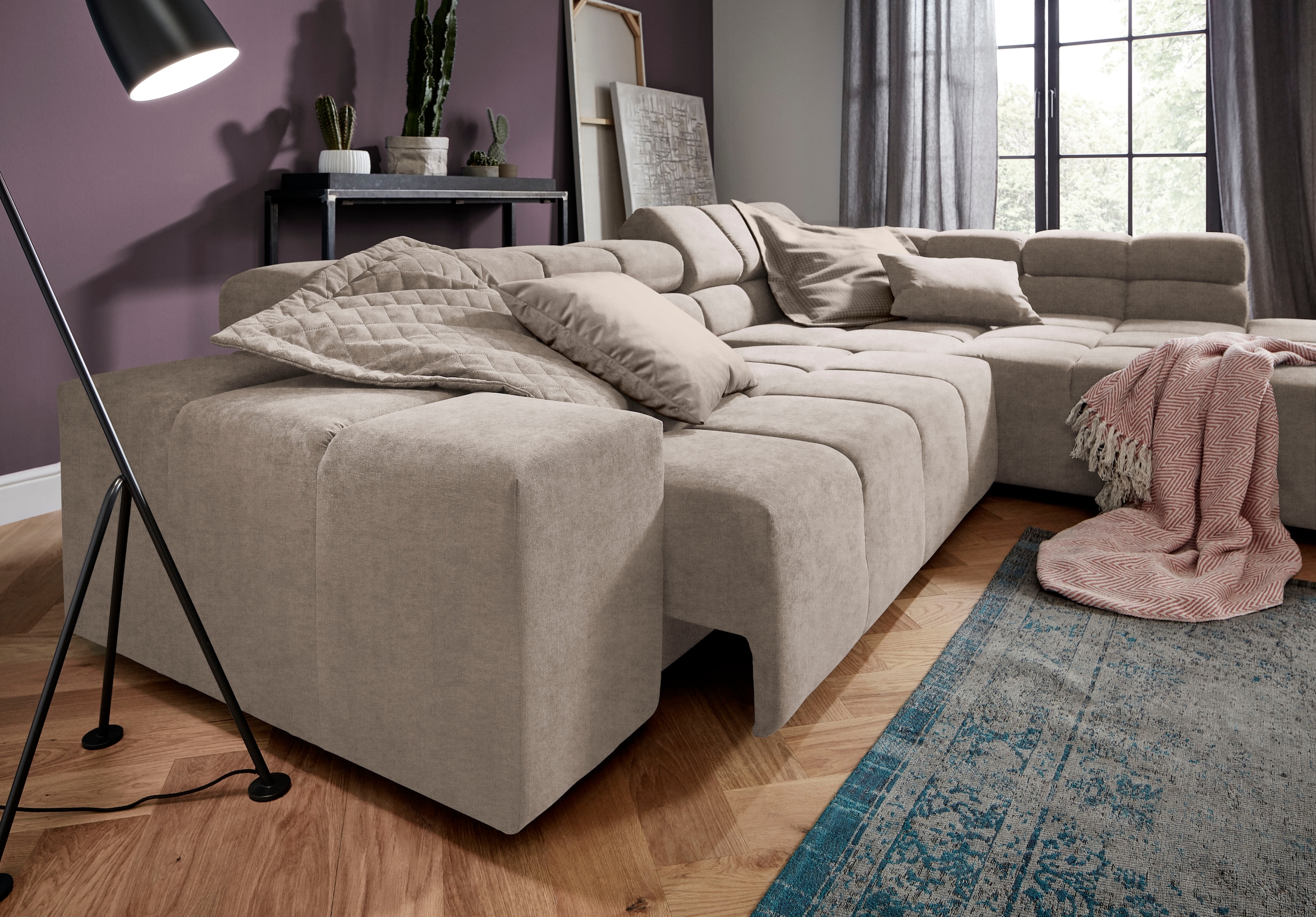 INOSIGN Ecksofa »Ancona incl. Kopfteilverstellung, Breite 319cm, L-Form«, wahlweise motorische Sitztiefenverstellung, auch in Cord + Easy Care