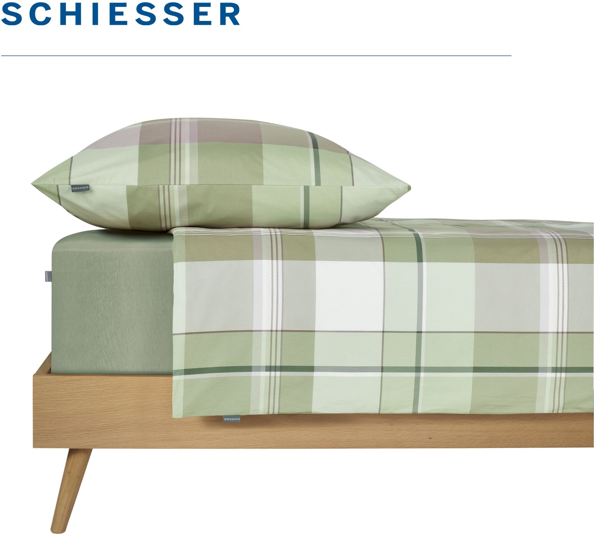 Schiesser Bettwäsche »Ate aus weicher Baumwolle mit einem klassischen Karo-Muster« 2 Stk. OEKO-TEX® MADE IN GREEN