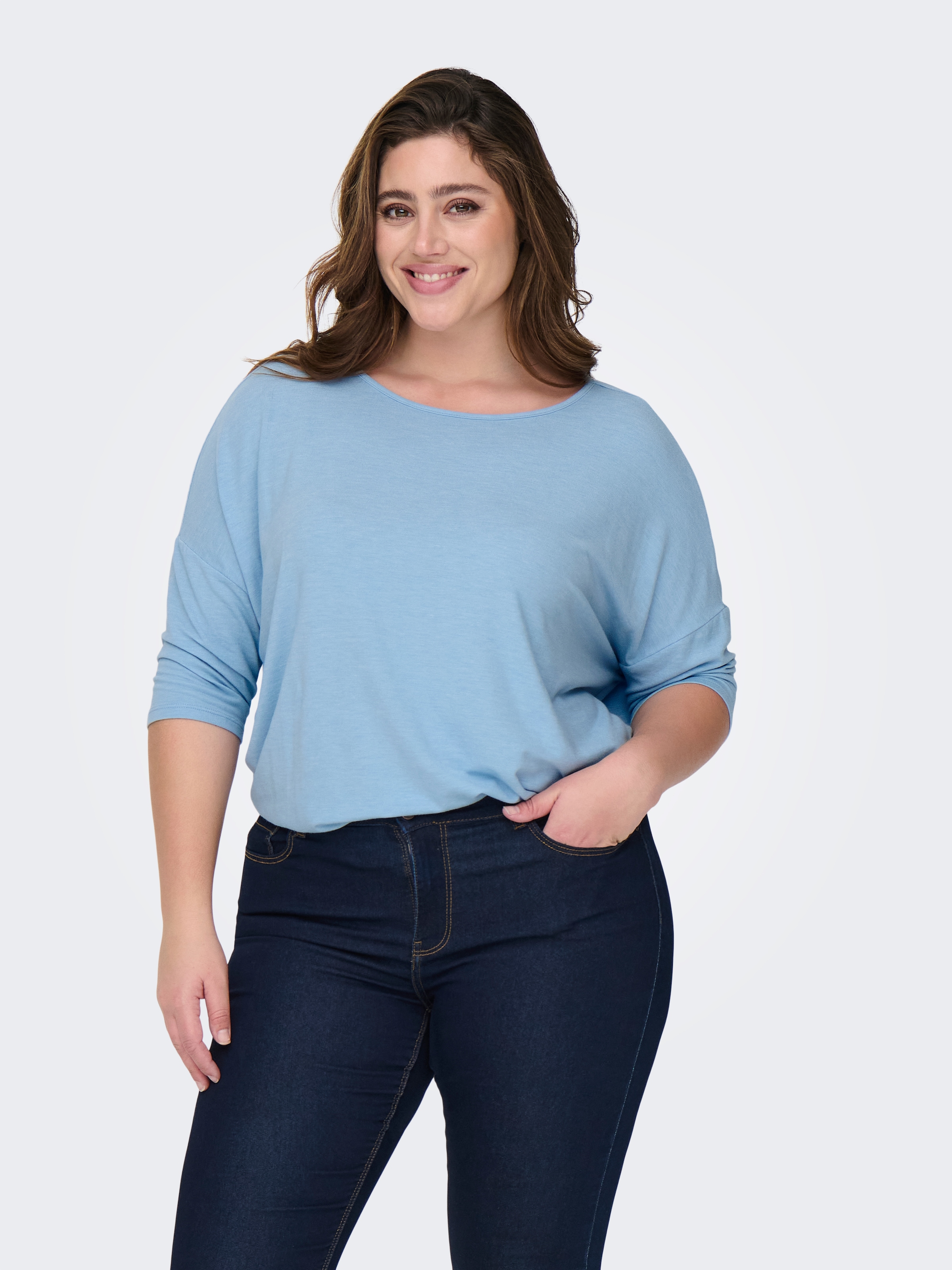 ONLY CARMAKOMA 3/4-Arm-Shirt "CARLAMOUR 3/4 TOP JRS NOOS" Materialmix, loos günstig online kaufen