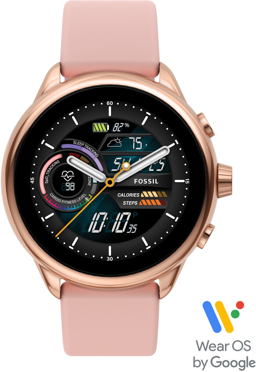 Fossil Smartwatches Smartwatch »Fossil Gen 6 Display Wellness Edition, FTW4071«, (Wear OS by Google)