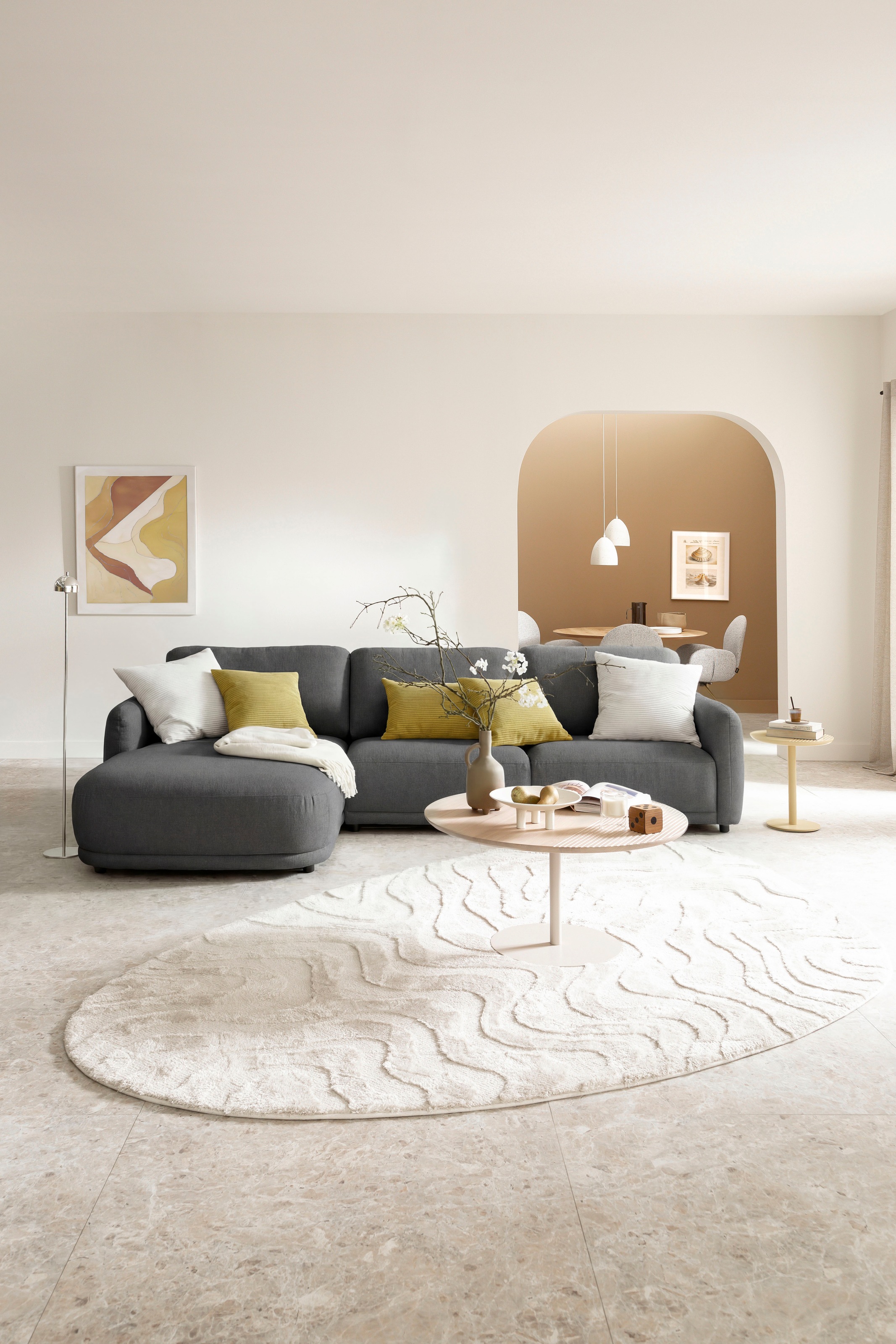 SCHÖNER WOHNEN-Kollektion Ecksofa "Wonder, organisches Design, Breite 318cm, schmale Armlehnen, L-Form" Sanfte Kurven, Kammerkissen-Komfort & maximale Entspannung