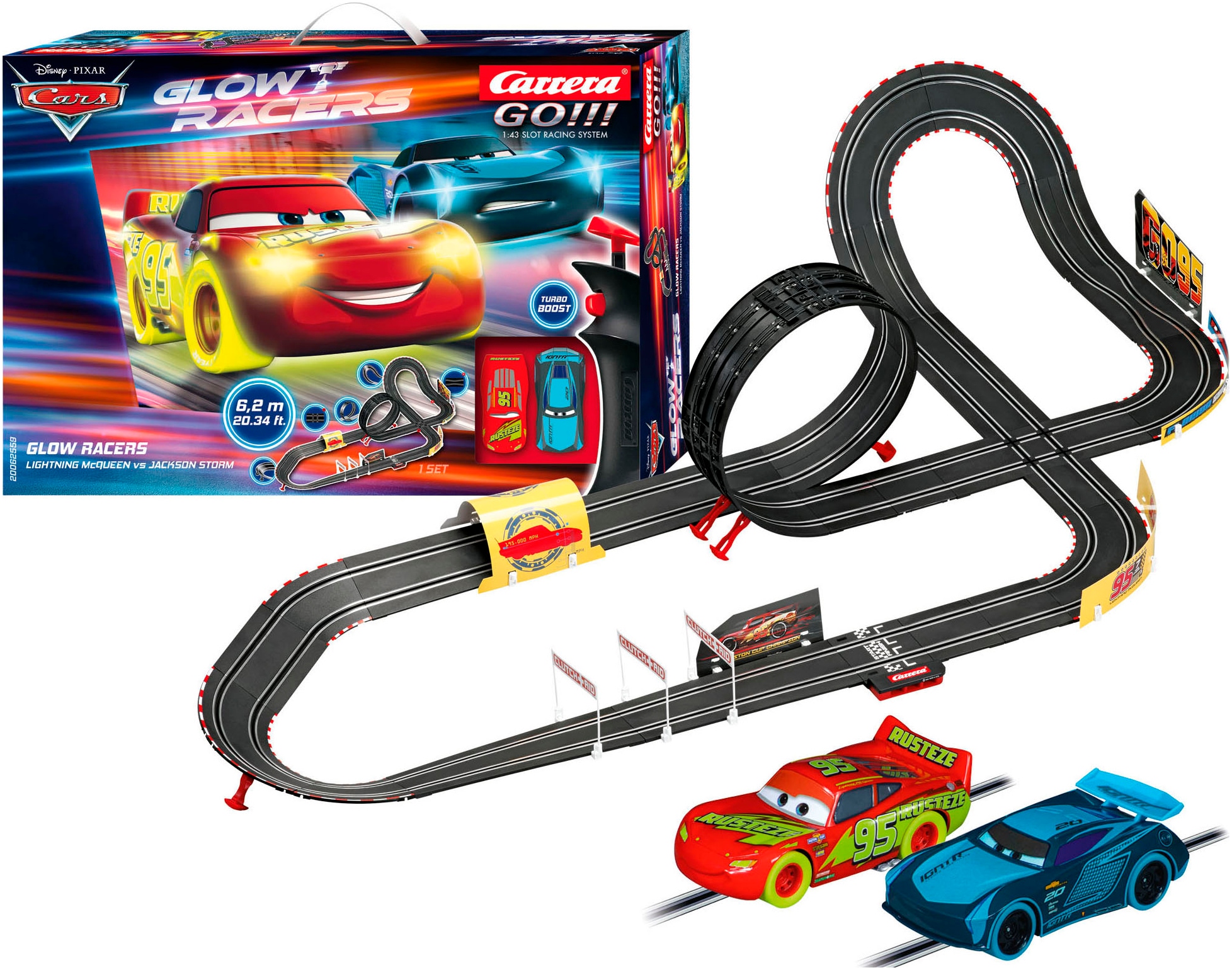 Carrera® Autorennbahn »Carrera GO!!! - Disney Pixar Cars - Glow Racers«