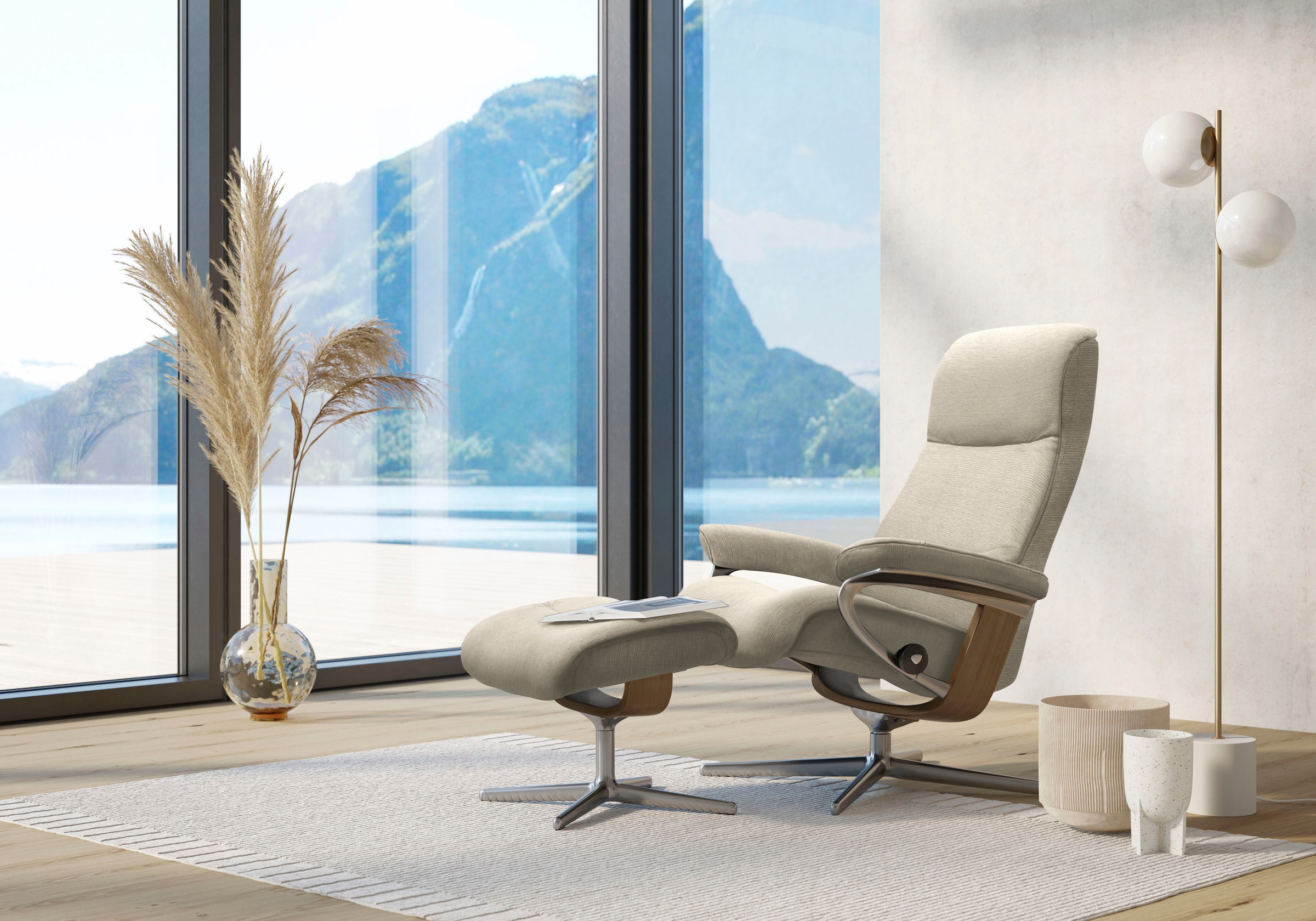 Stressless Fußhocker "View", mit Cross Base, Größe S, M & L, Holzakzent Eiche