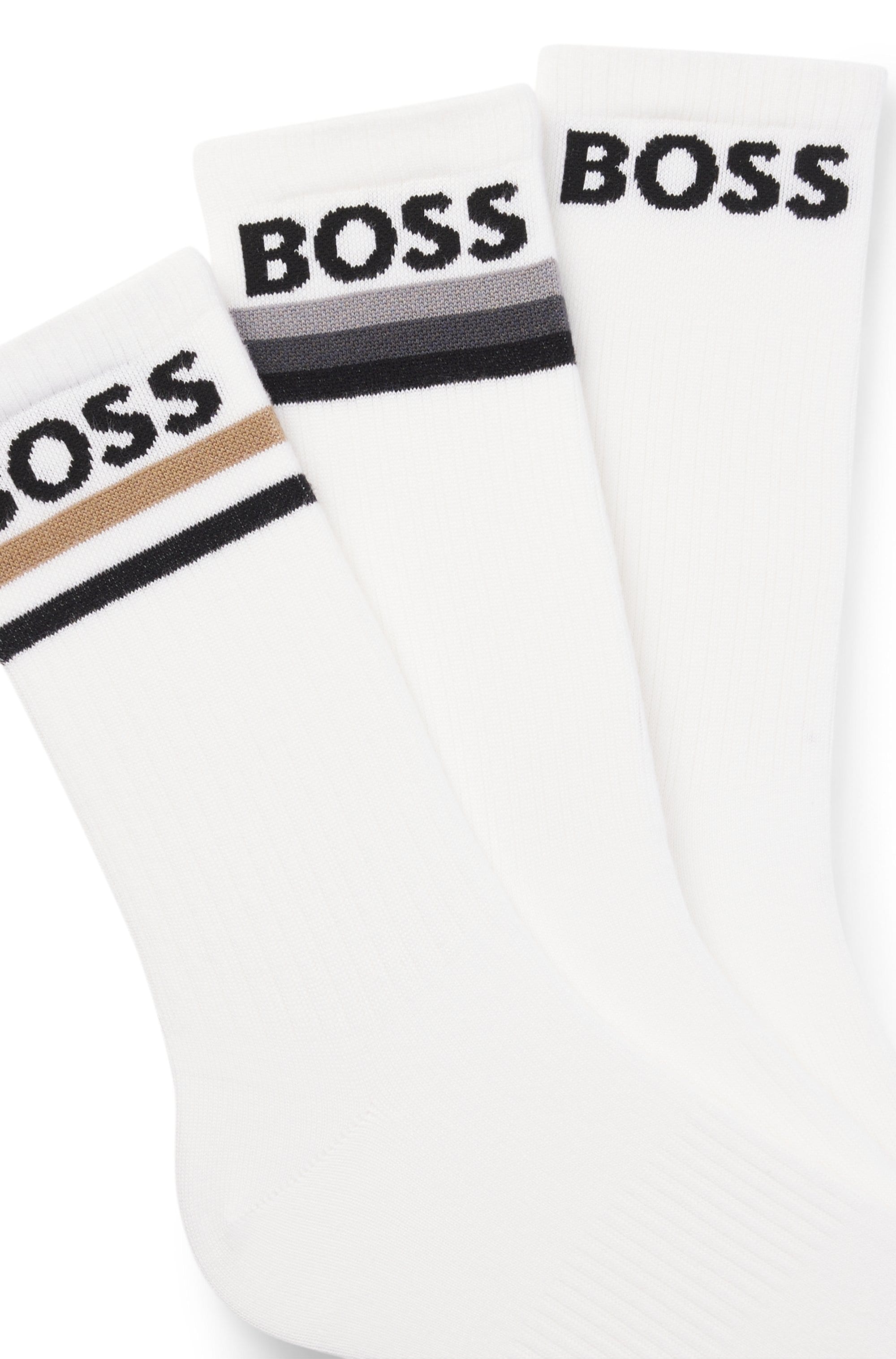 BOSS Basicsocken »3PQS PiquetStripe VI« 3 Paar tlg. aus Bambus-Mix mit Logos