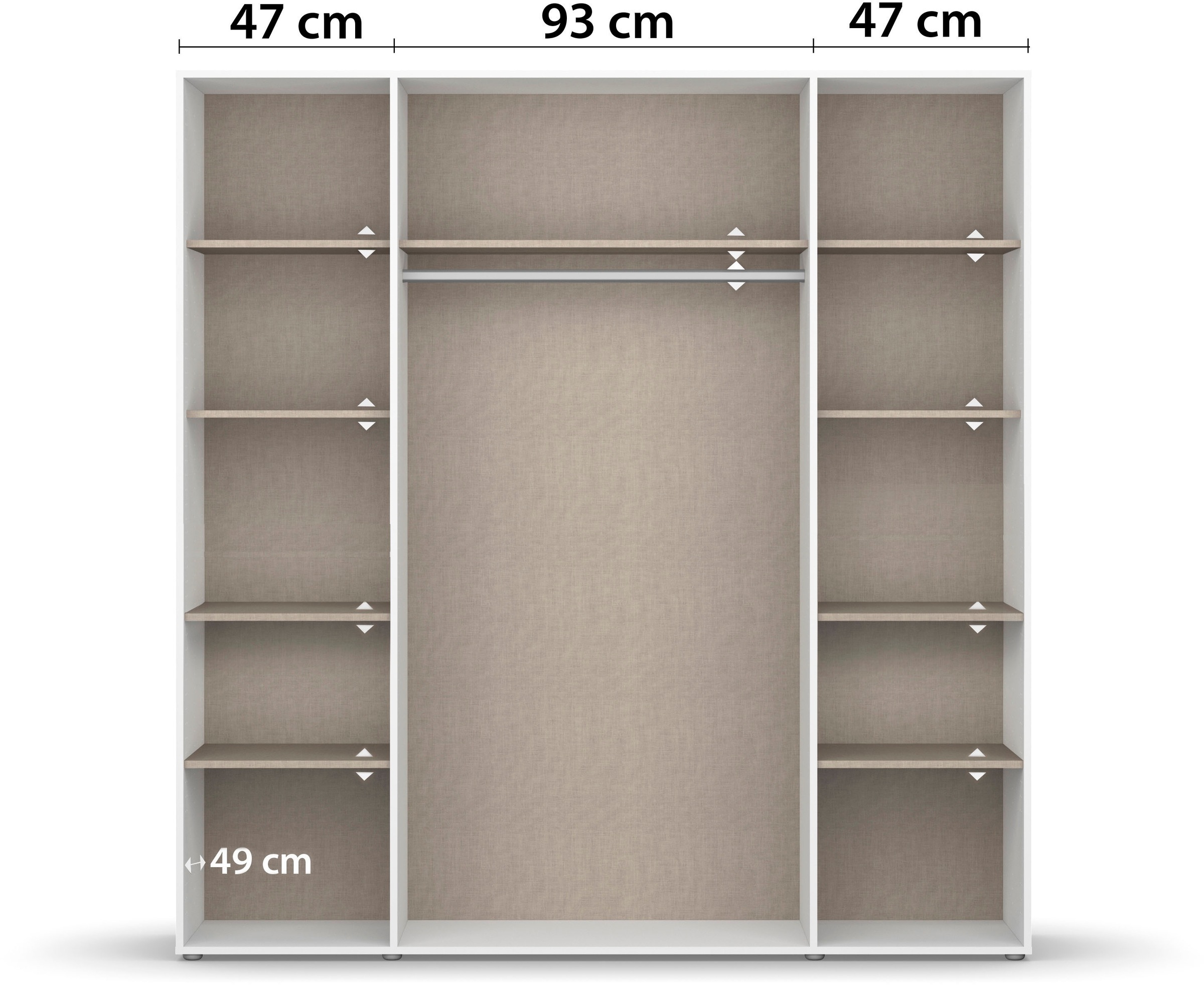rauch Drehtürenschrank »Kleiderschrank Schrank Garderobe Wäscheschrank NAGATA mit Spiegel«, (in 3 verschiedenen Ausstattungen BASIC/CLASSIC/PREMIUM), und modernen Stangengriffen in Graumetallic TOPSELLER MADE IN GERMANY