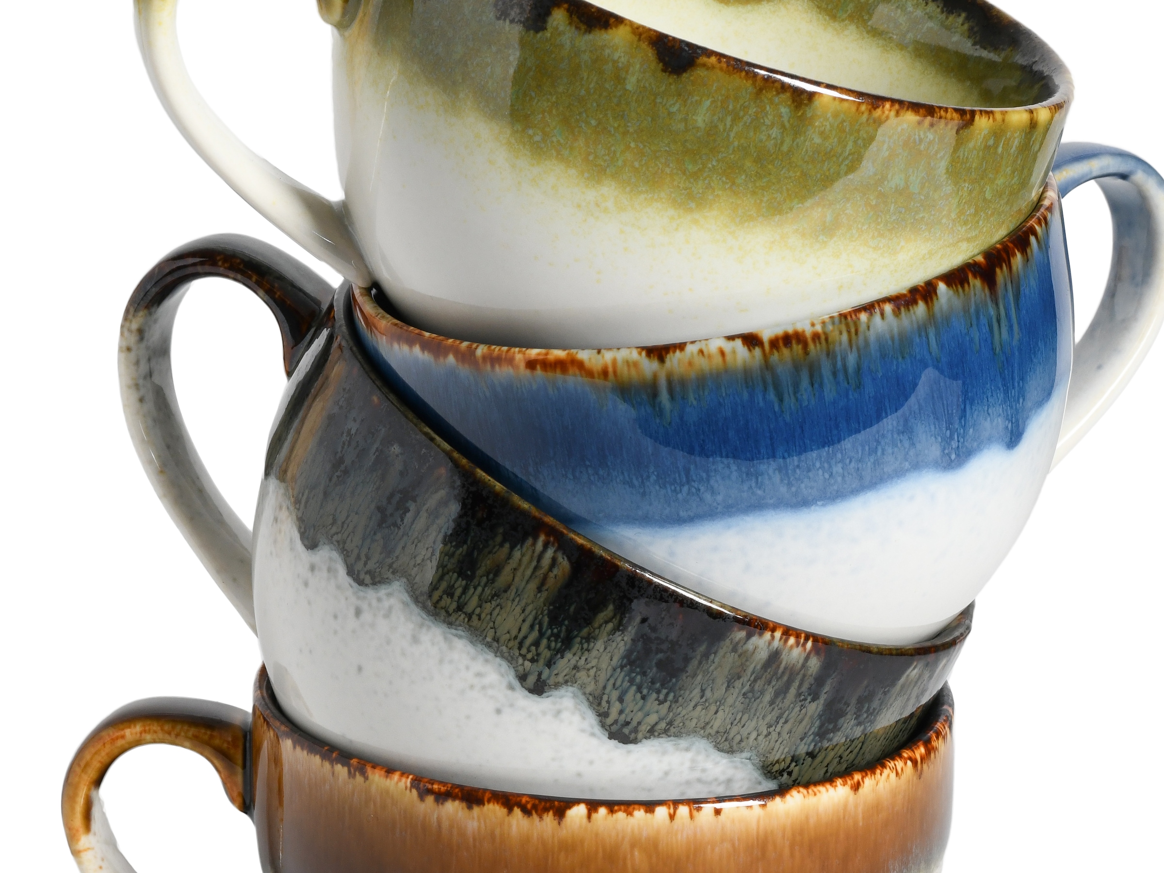 CreaTable Cappuccinotasse »Cascade Mix, Cappuccino-Set, 8-tlg.«, (Set, 8 tlg.), Reaktivglasur
