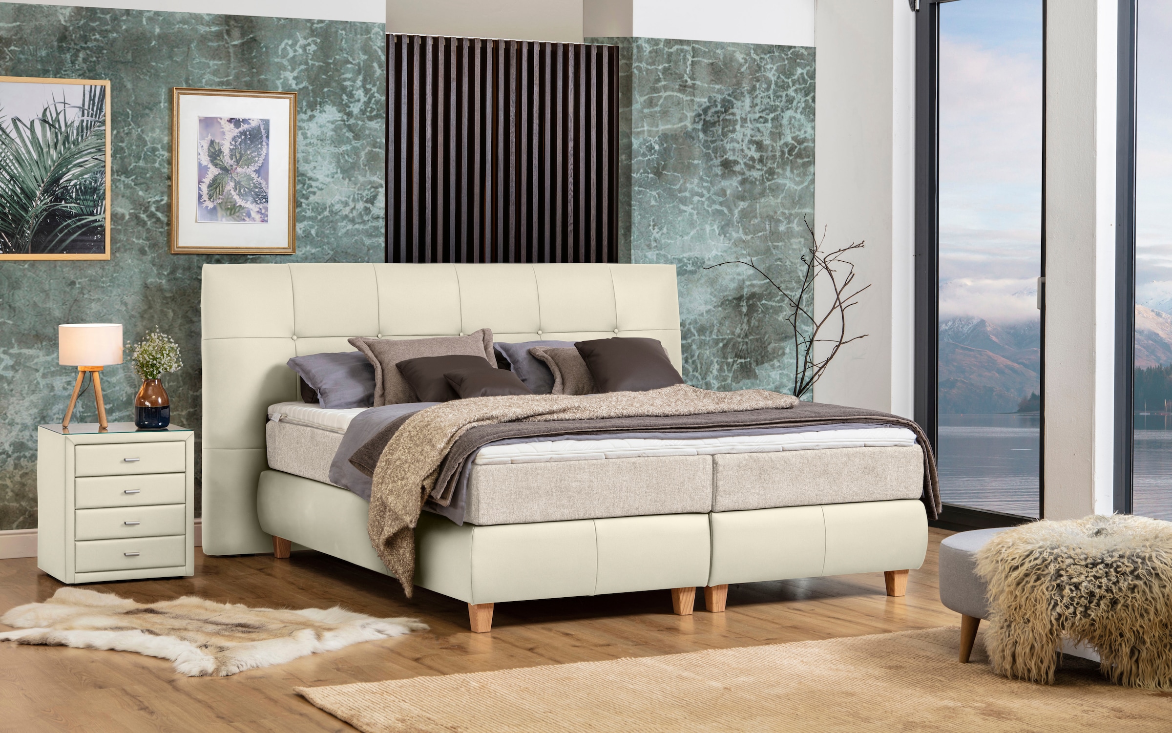 alina Boxspringbett "Luella", ADA trendline Boxspringbett, inkl. Matratze und Viscoschaum-Topper