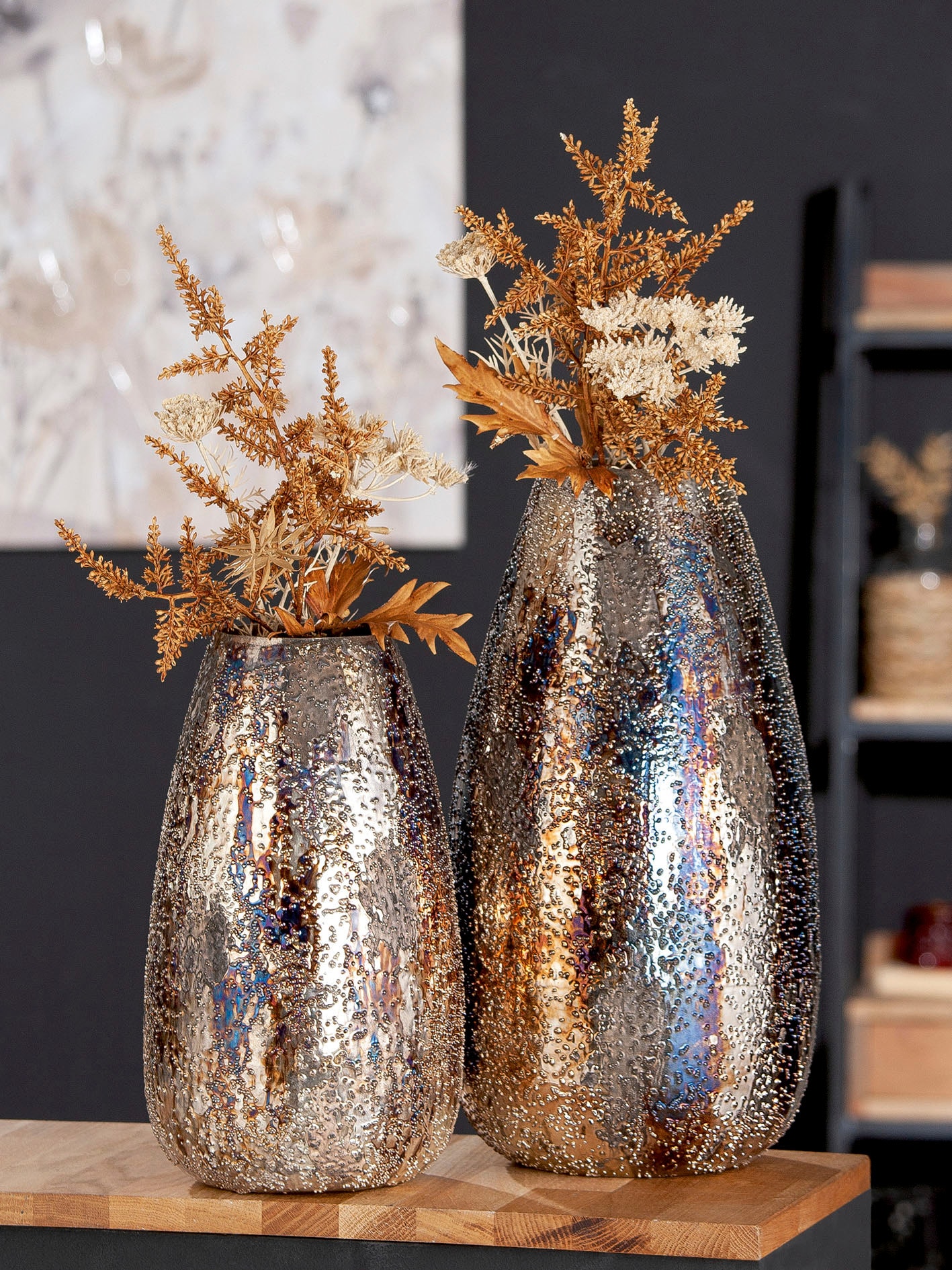 GILDE Tischvase »Pavone«, (1 St.), Vase aus Metall, Höhe ca. 30 cm kaufen |  BAUR