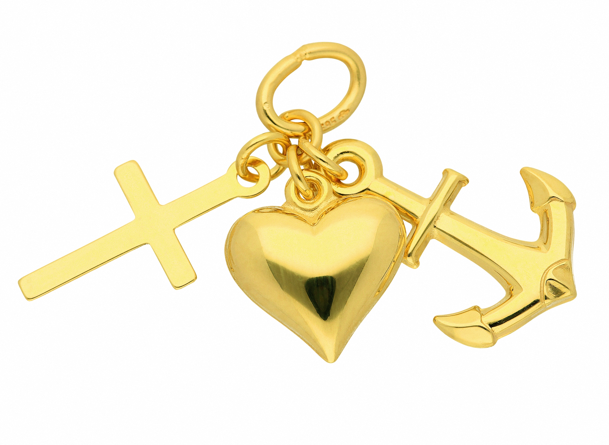 Adelia´s Kettenanhänger »Damen Goldschmuck 585 Gold Anhänger Glaube-Liebe-Hoffnung«, 585 Gold Goldschmuck für Damen