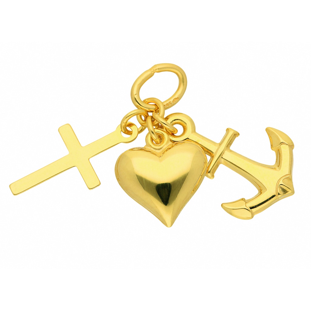 Adelia´s Kettenanhänger »Damen Goldschmuck 585 Gold Anhänger Glaube-Liebe-Hoffnung«, 585 Gold Goldschmuck für Damen
