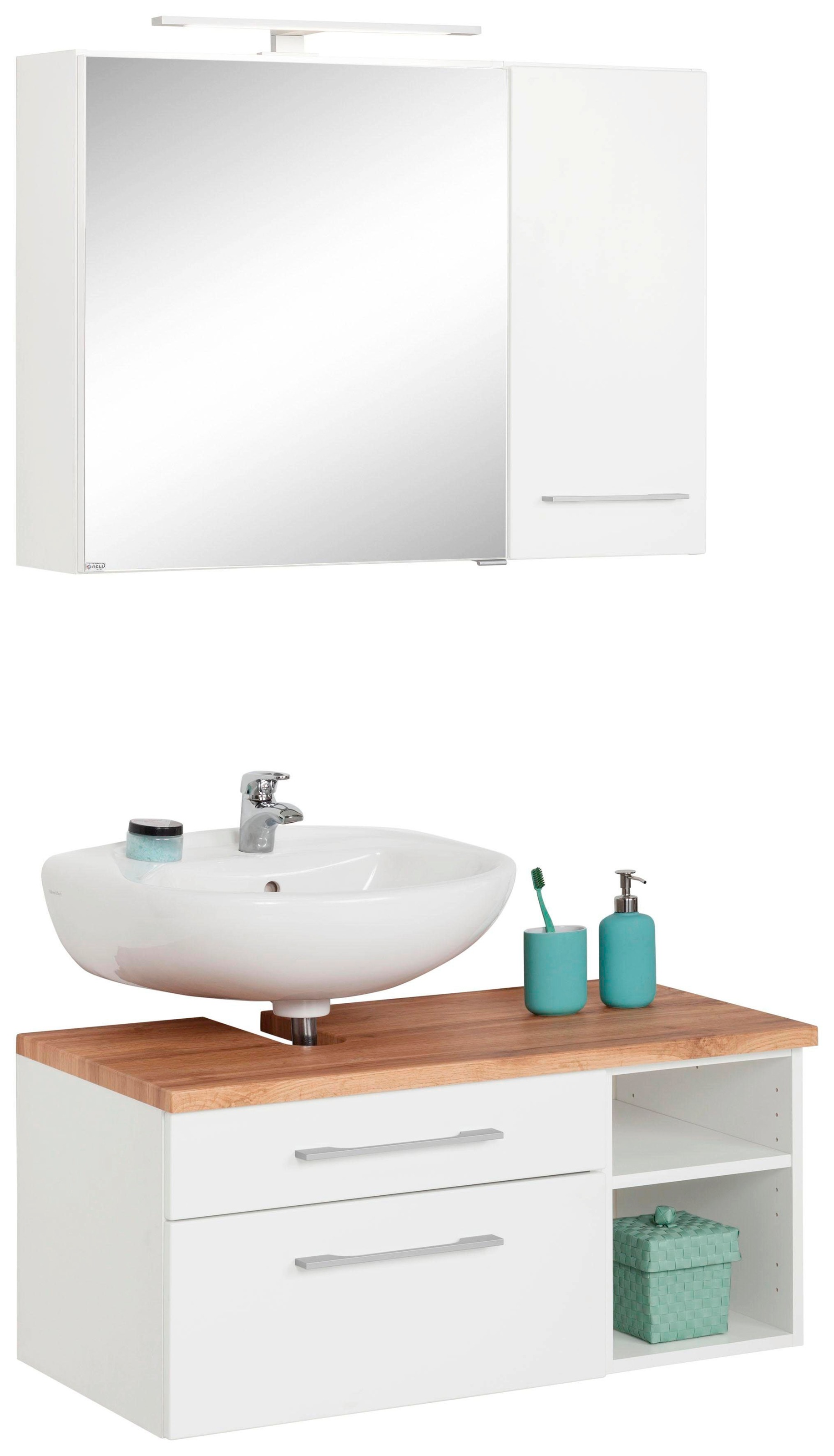 welltime Badmöbel-Set "Davos" 3 Stk. tlg. mit LED-Beleuchtung, Hängeschrank günstig online kaufen