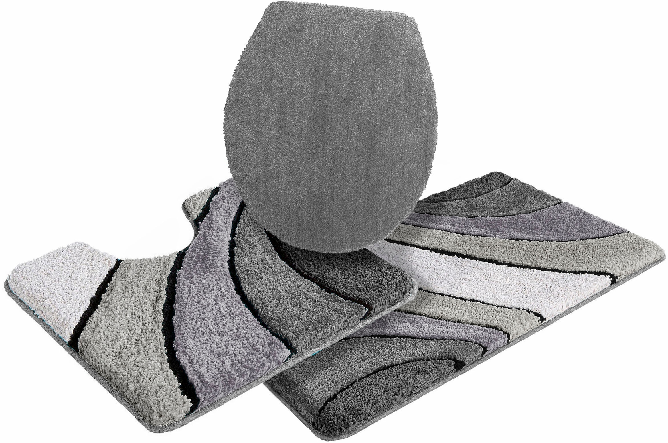 my home Badematte »Josie, Badvorleger, Badezimmer Teppich«, rutschhemmend beschichtet, fußbodenheizungsgeeignet-schnell trocknend-strapazierfähig, Badteppich, Badematten, rechteckig, rund & als 3-tlg. Set erhältlich