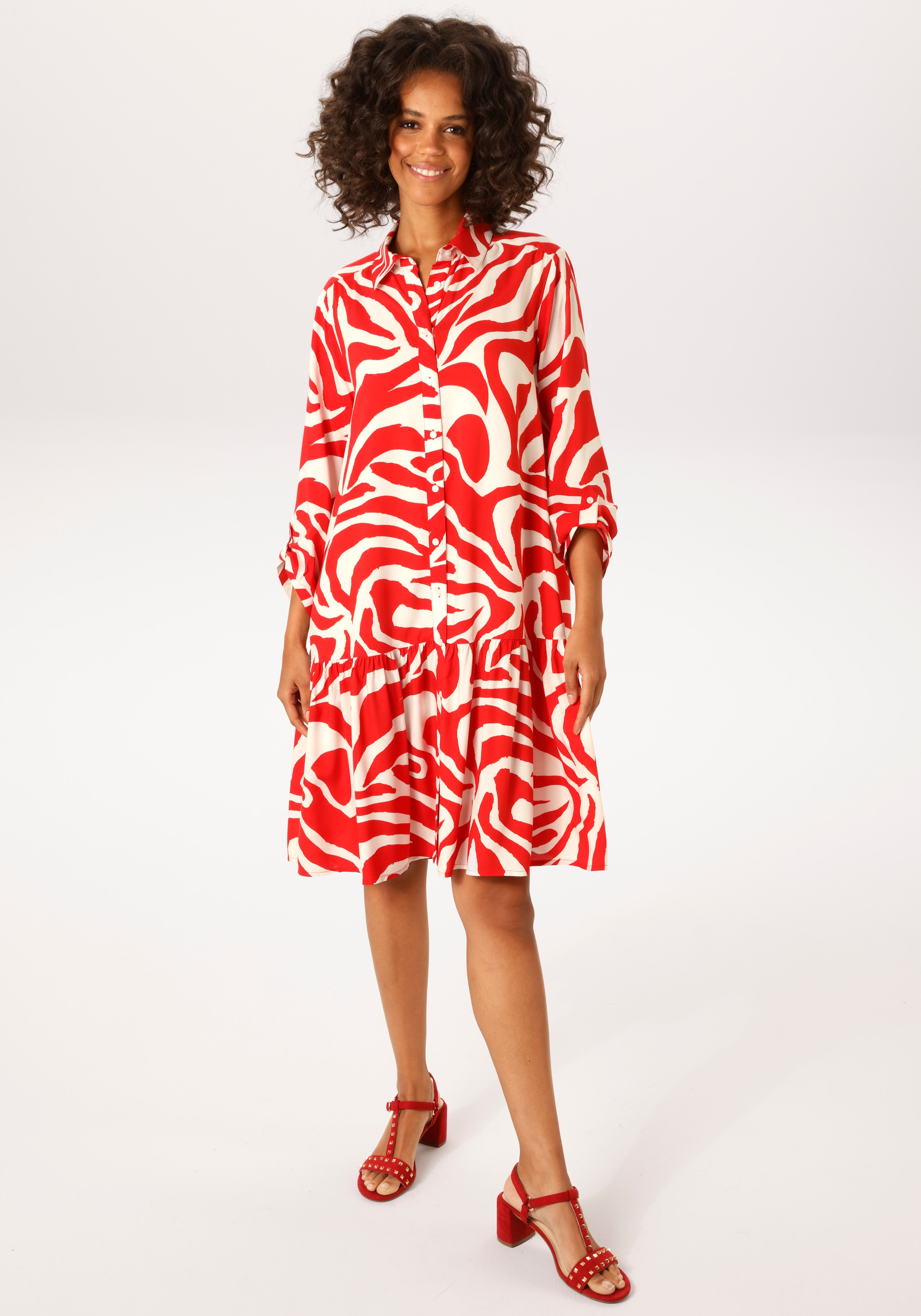 Aniston CASUAL Blusenkleid mit extravagantem, grafischen Druck - NEUE KOLLE günstig online kaufen