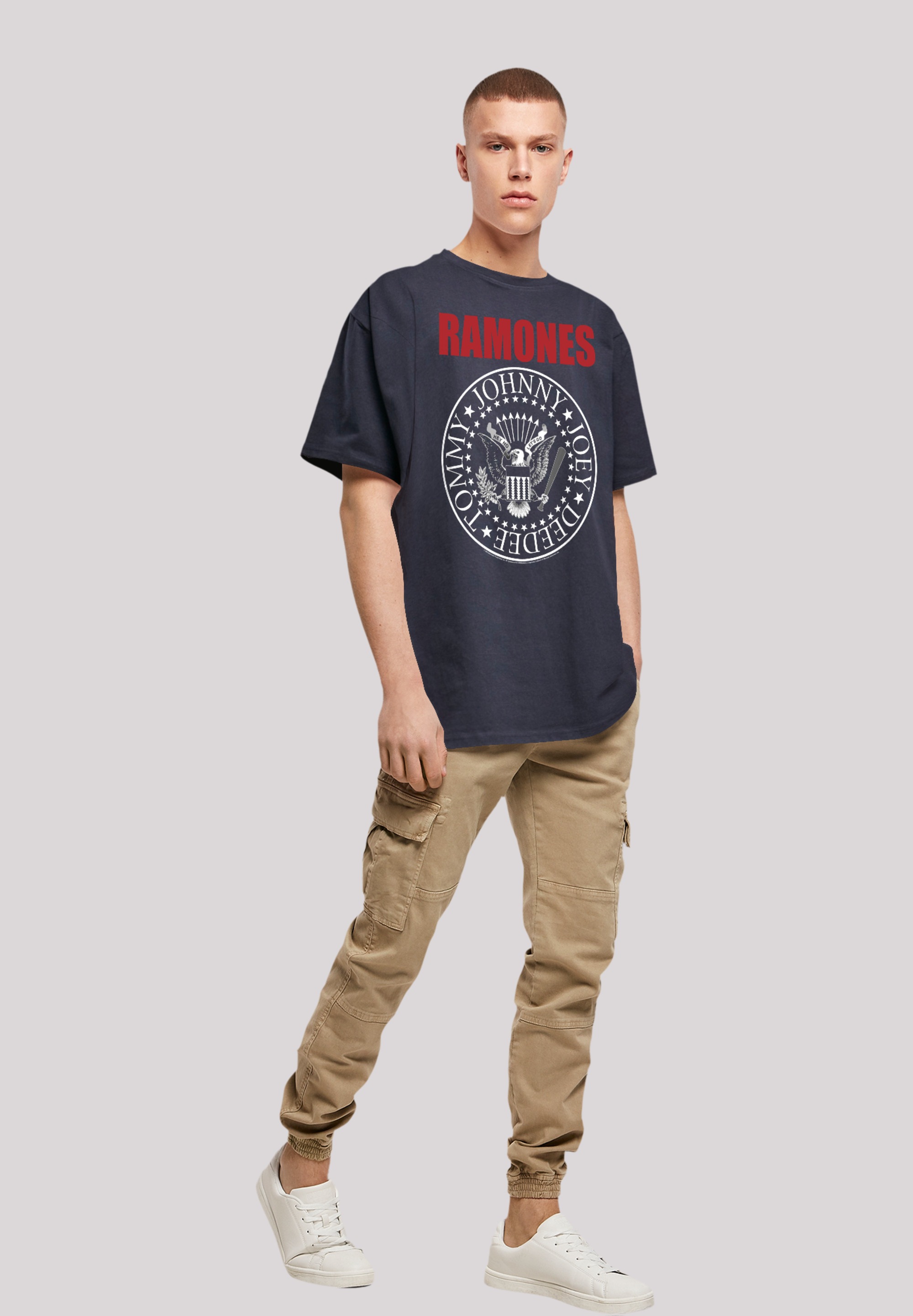 F4NT4STIC T-Shirt »Ramones Rock Musik Band Red Text Seal«, Premium Qualität, Band, Rock-Musik